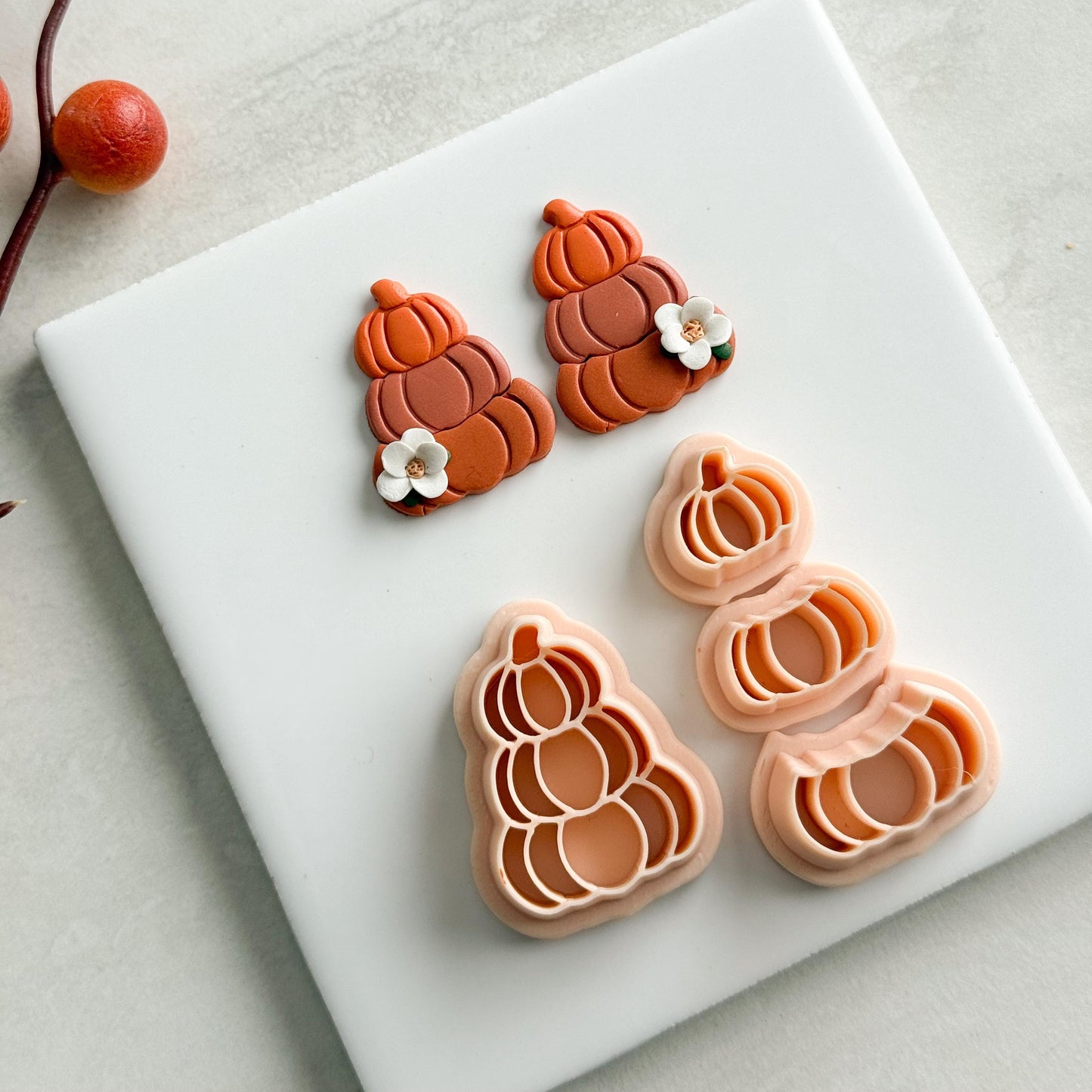 2025 3-Part Pumpkin Stack Clay Cutter Set | Cozy Fall Embossed Polymer Clay Tools for Autumn Earrings & Crafts