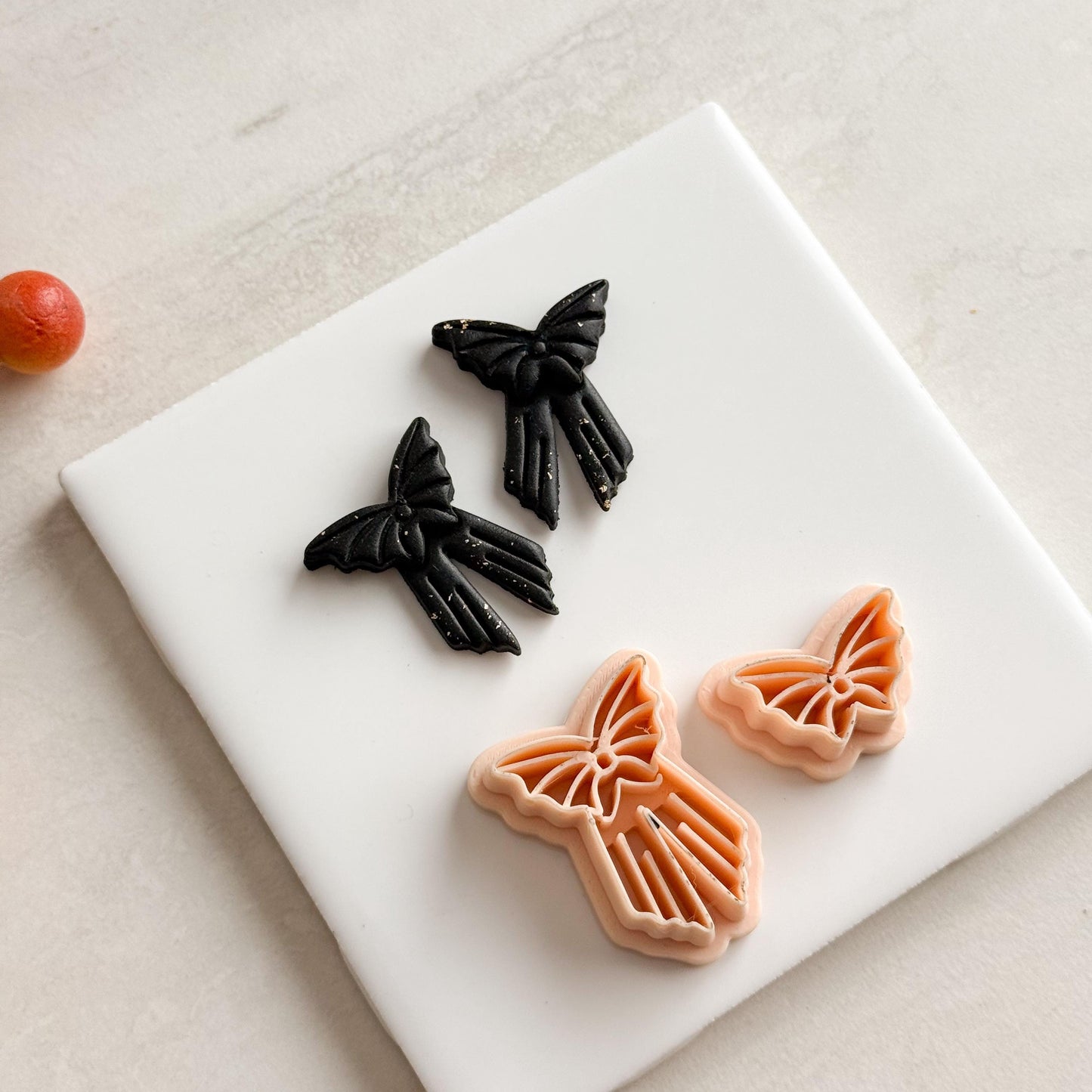 2025 Bat Bow Shape | Cozy Spooky Halloween Fall Embossed Polymer Clay Tools for Autumn Earrings & Crafts