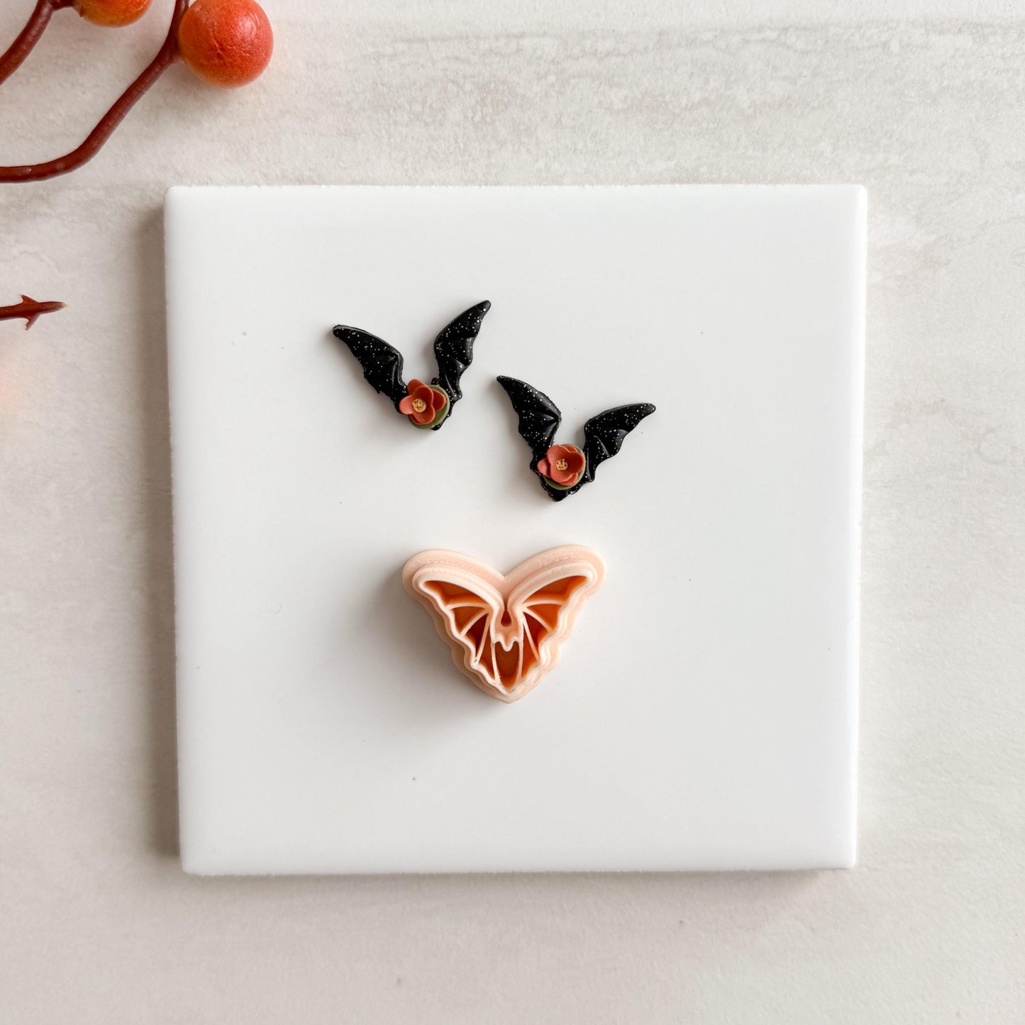 2025 Bat No. 1 | Bat Shape Dracula Spooky Halloween Fall Embossed Polymer Clay Tools for Autumn Earrings & Crafts