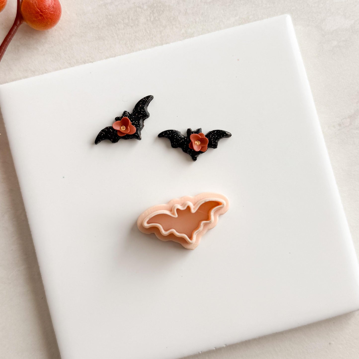 2025 Bat No. 4 | Bat Shape Spooky Scary Halloween Fall Embossed Polymer Clay Tools for Autumn Earrings & Crafts