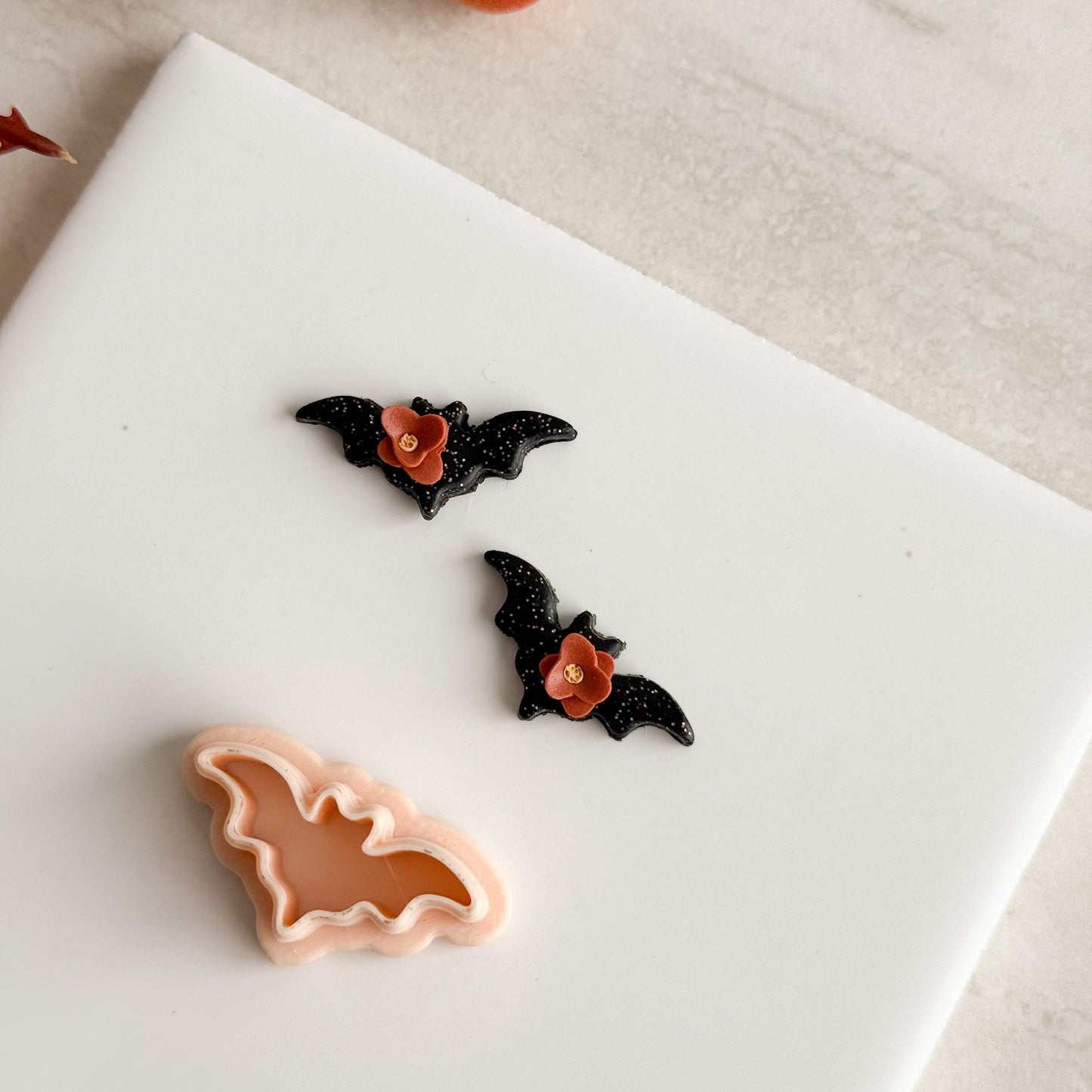 2025 Bat No. 4 | Bat Shape Spooky Scary Halloween Fall Embossed Polymer Clay Tools for Autumn Earrings & Crafts