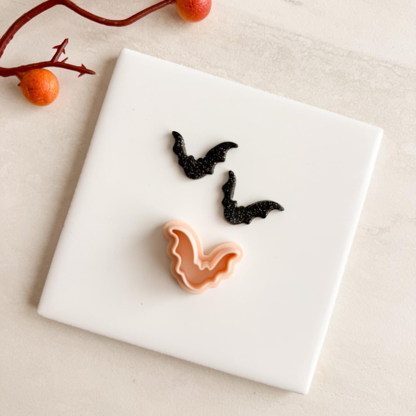 2025 Bat No. 5 | Bat Shape Spooky Scary Halloween Fall Embossed Polymer Clay Tools for Autumn Earrings & Crafts