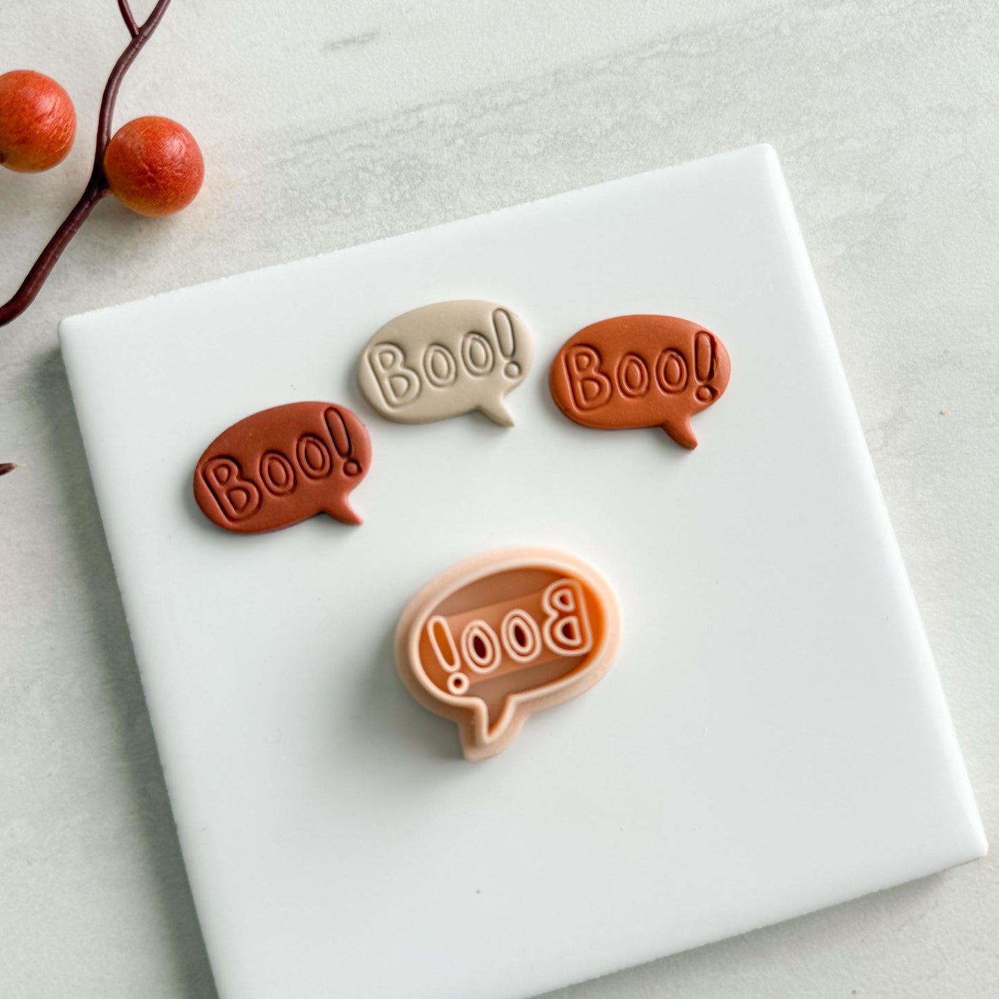 2025 Boo Conversation No. 2 | Boo Conversation Bubble Halloween Fall Embossed Polymer Clay Tools for Autumn Earrings & Crafts