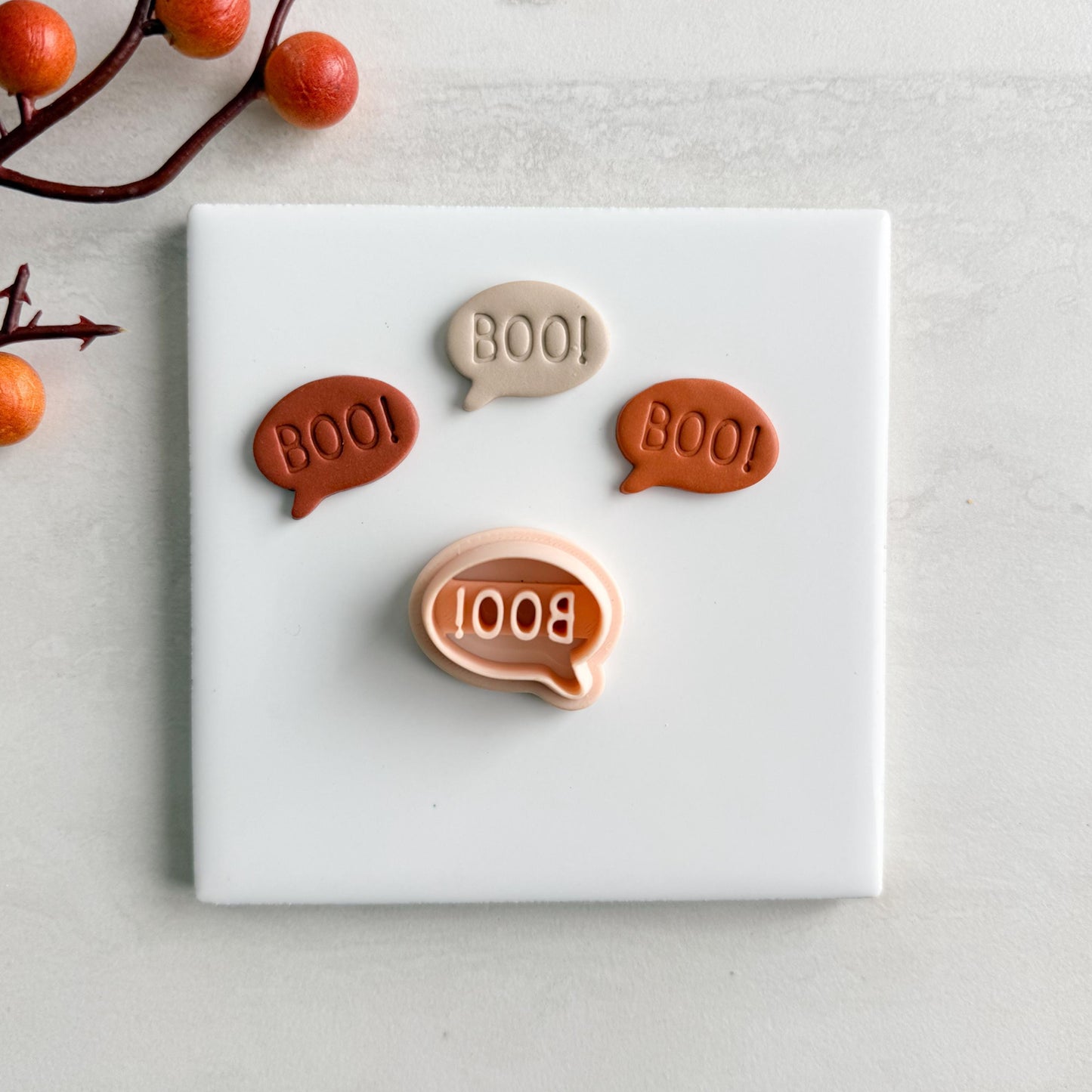 2025 Boo Conversation | Boo Conversation Bubble Halloween Fall Embossed Polymer Clay Tools for Autumn Earrings & Crafts