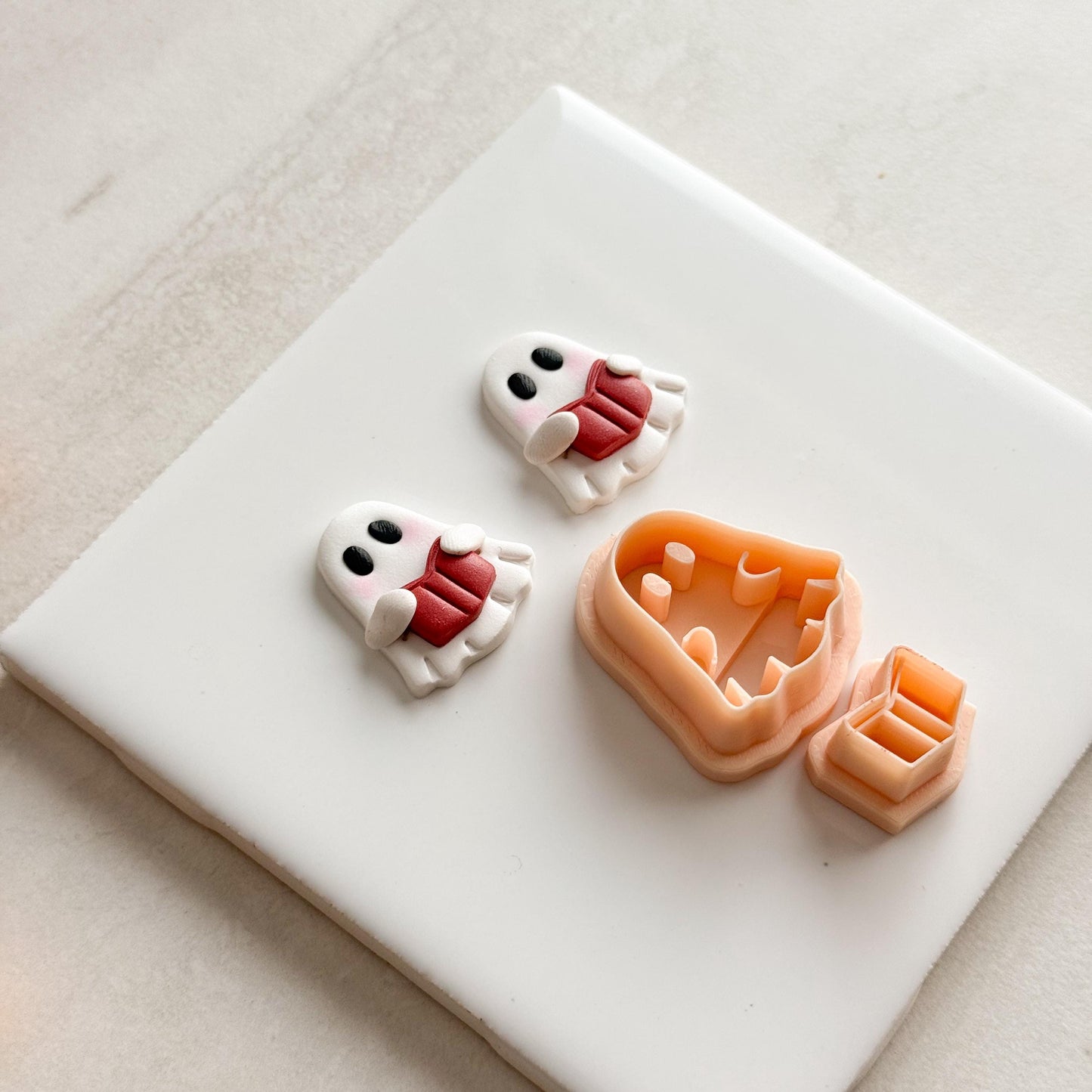 2025 Bookish Ghost Clay Cutter | Reading Ghost Polymer Clay Cutter for Cozy Fall Earrings and Halloween Crafts