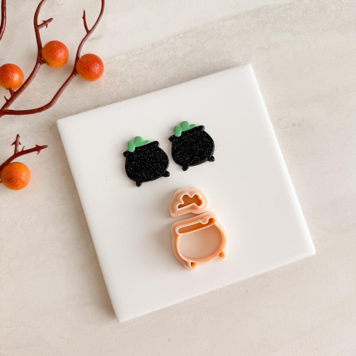2025 Cauldron No. 1 | Cauldron Shape Spooky Halloween Fall Embossed Polymer Clay Tools for Autumn Earrings & Crafts