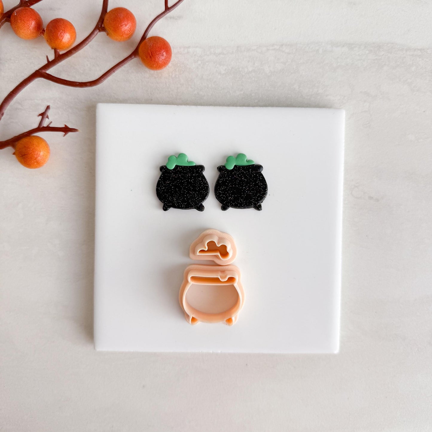 2025 Cauldron No. 1 | Cauldron Shape Spooky Halloween Fall Embossed Polymer Clay Tools for Autumn Earrings & Crafts