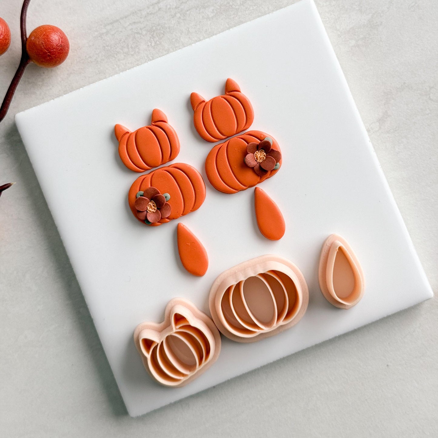 2025 Cat Pumpkin | Embossed Pumpkin Shape Spooky Halloween Fall Embossed Polymer Clay Tools for Autumn Earrings & Crafts