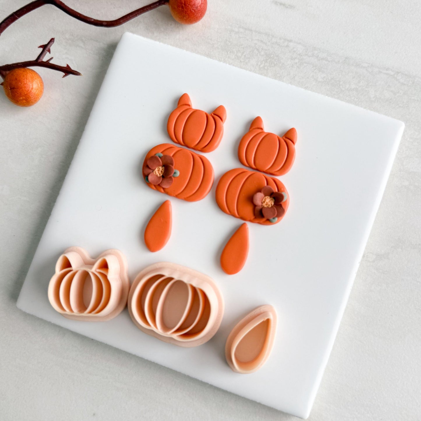 2025 Cat Pumpkin | Embossed Pumpkin Shape Spooky Halloween Fall Embossed Polymer Clay Tools for Autumn Earrings & Crafts