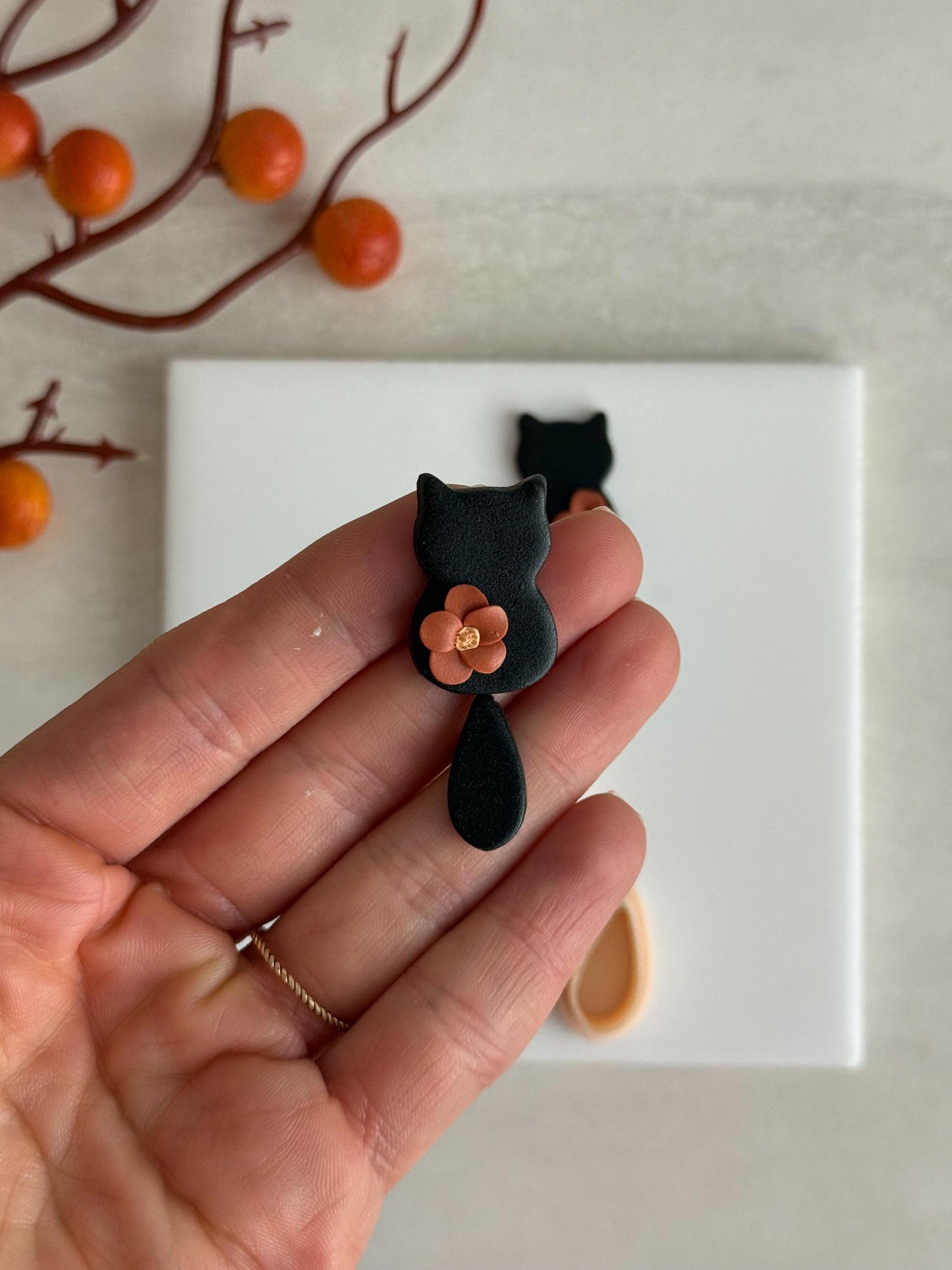 2025 Cat Dangle | Cat Dangle Shape Spooky Halloween Fall Embossed Polymer Clay Tools for Autumn Earrings & Crafts