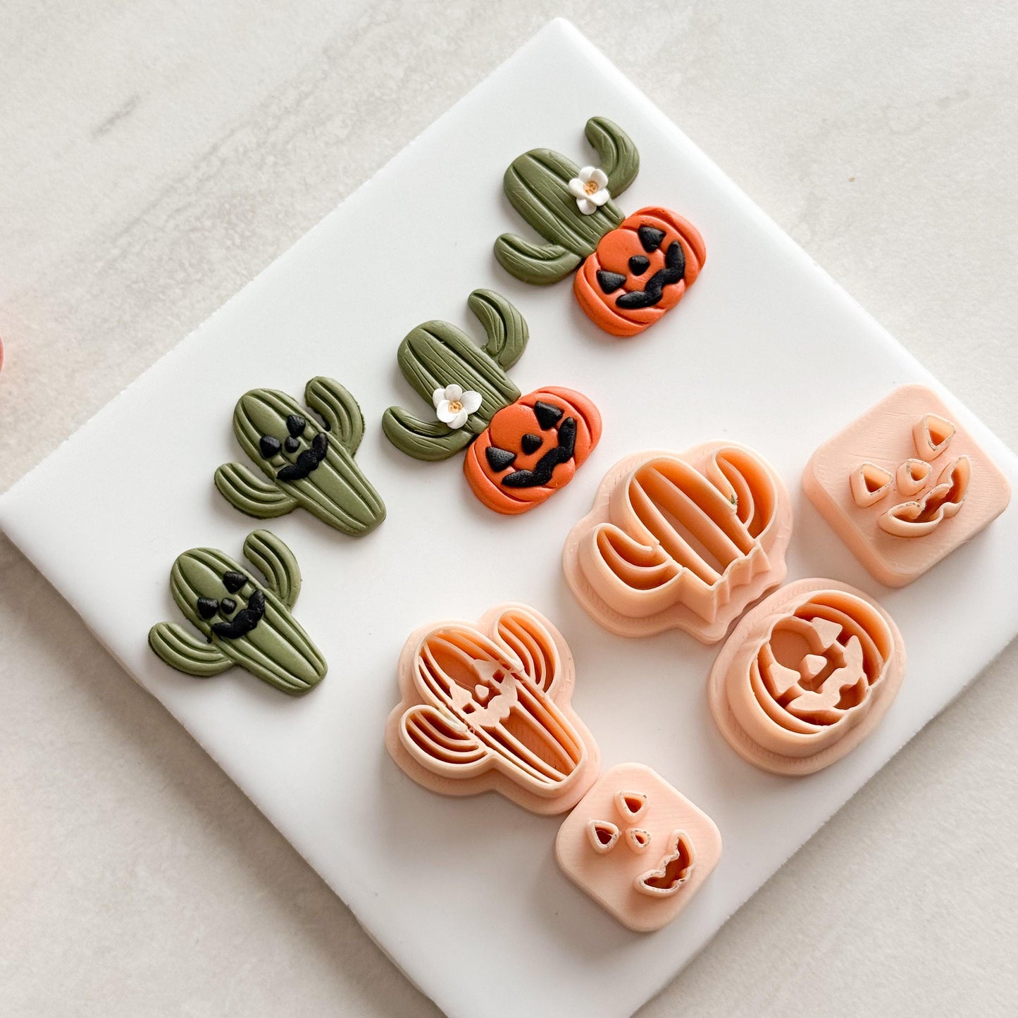 2025 Cactus Duo | Cozy Spooky Western Fall Embossed Polymer Clay Tools for Autumn Earrings & Crafts
