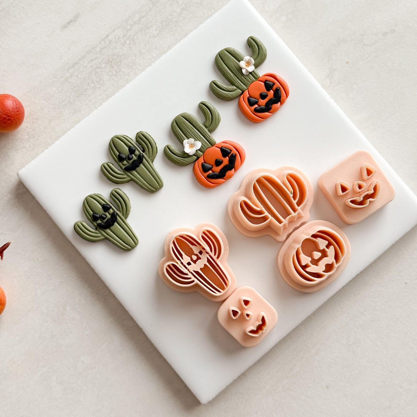 2025 Cactus Duo | Cozy Spooky Western Fall Embossed Polymer Clay Tools for Autumn Earrings & Crafts