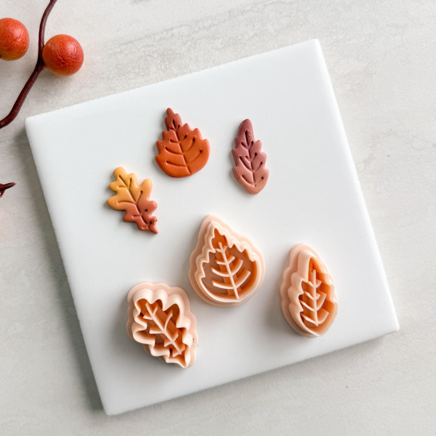 2025 Fall Leaf Trio | Cozy Fall Embossed Polymer Clay Tools for Autumn Earrings & Crafts
