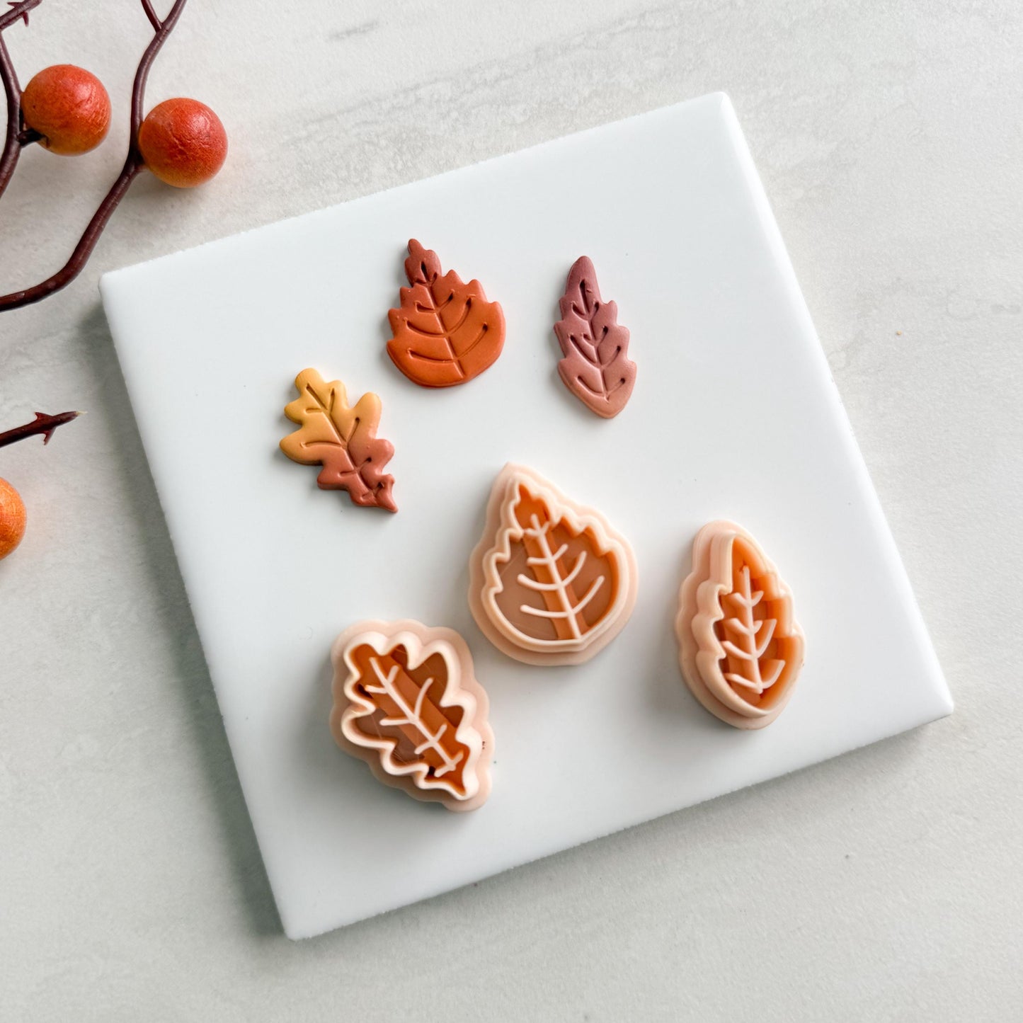 2025 Fall Leaf Trio | Cozy Fall Embossed Polymer Clay Tools for Autumn Earrings & Crafts