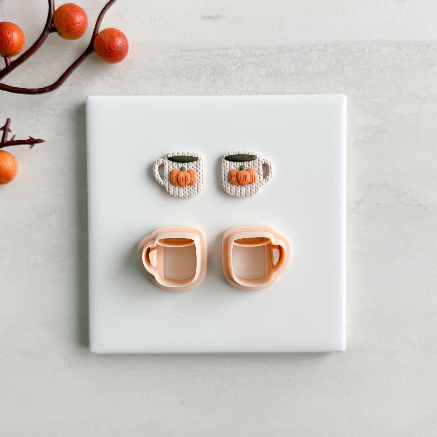 2025 Coffee Mug No. 1 (Set of 2) | Embossed Coffee Mug Cozy Fall Embossed Polymer Clay Tools for Autumn Earrings & Crafts