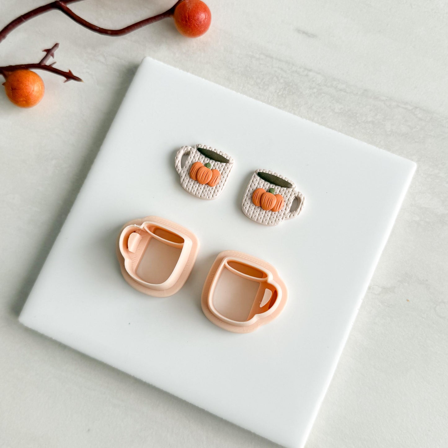 2025 Coffee Mug No. 1 (Set of 2) | Embossed Coffee Mug Cozy Fall Embossed Polymer Clay Tools for Autumn Earrings & Crafts