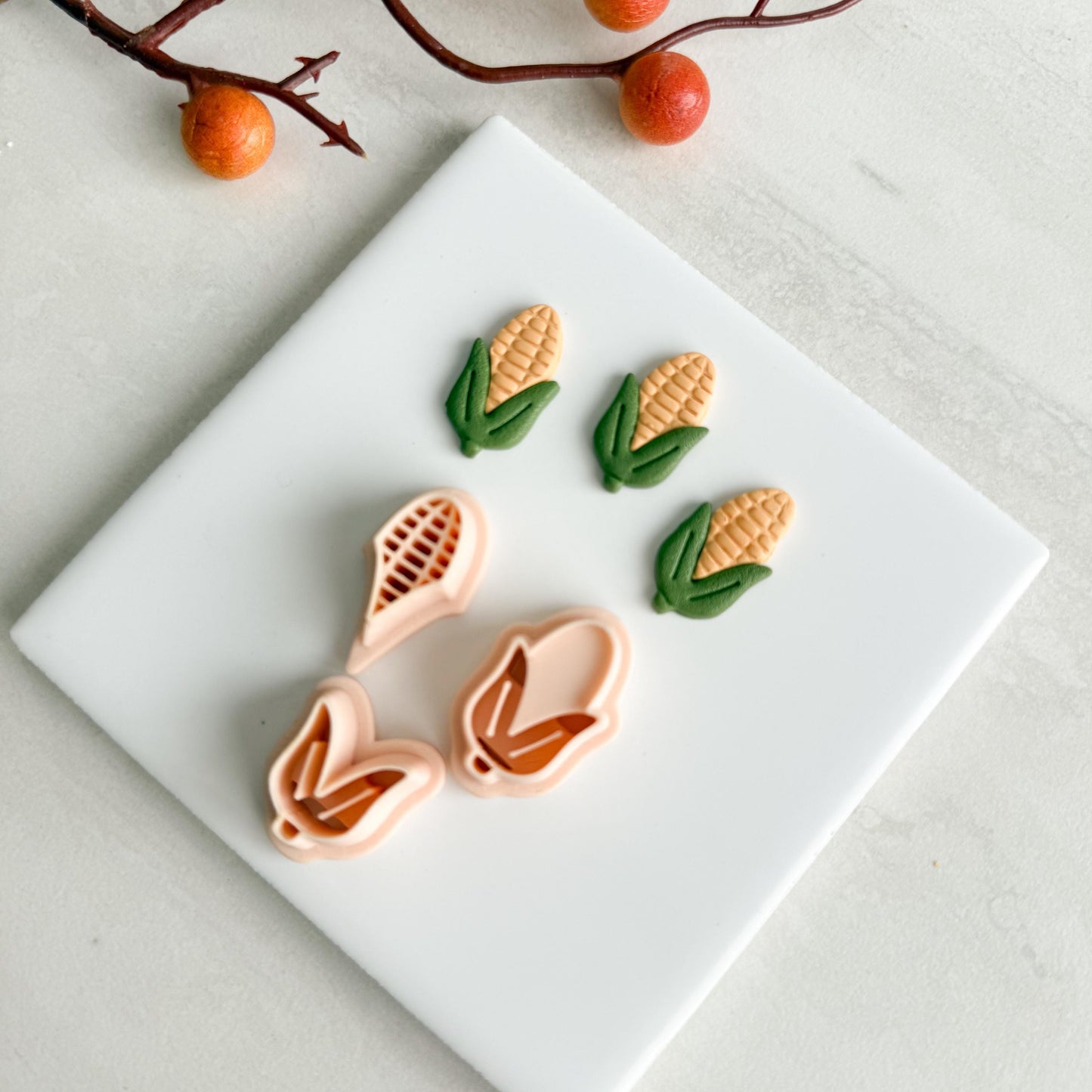 2025 Corn Clay Cutter | Embossed Harvest Ear of Corn Polymer Clay Cutter for Fall Earrings and Thanksgiving
