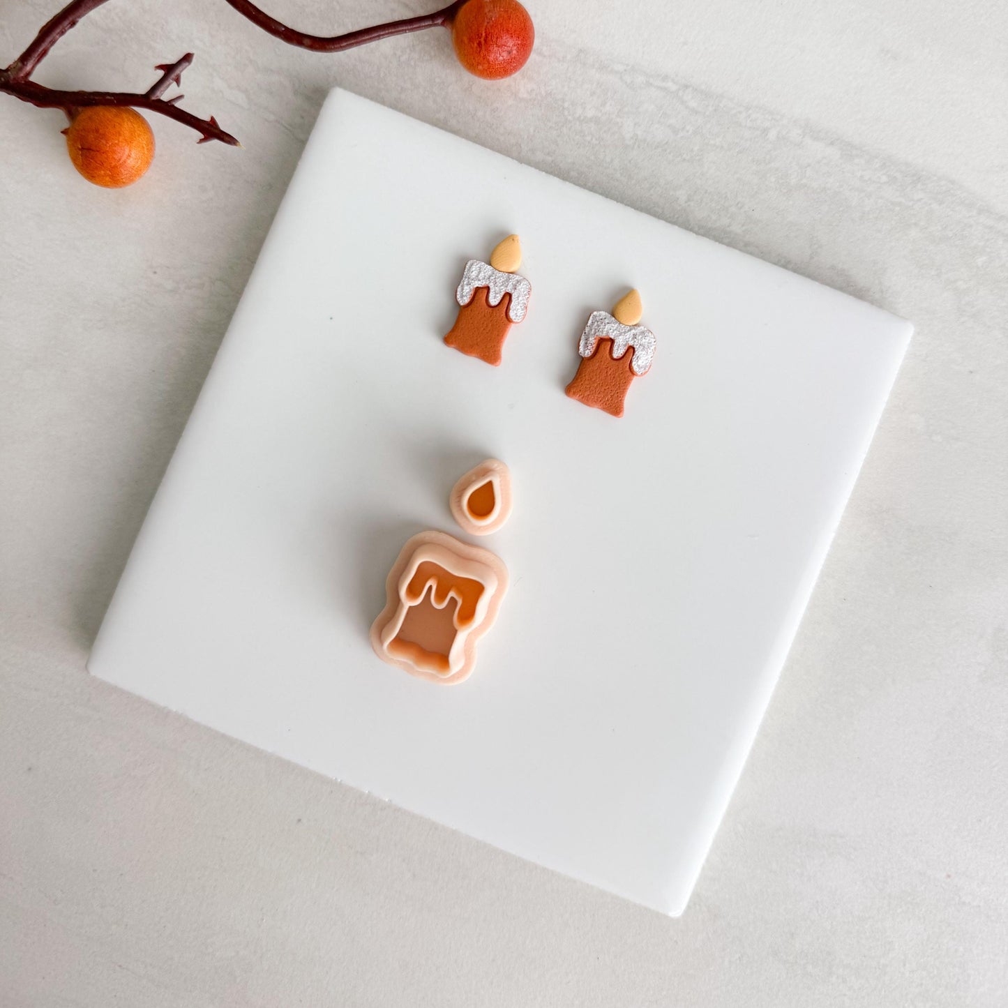 2025 Candle Clay Cutter Stud | Fall Spooky Halloween Polymer Clay Cutter Stud