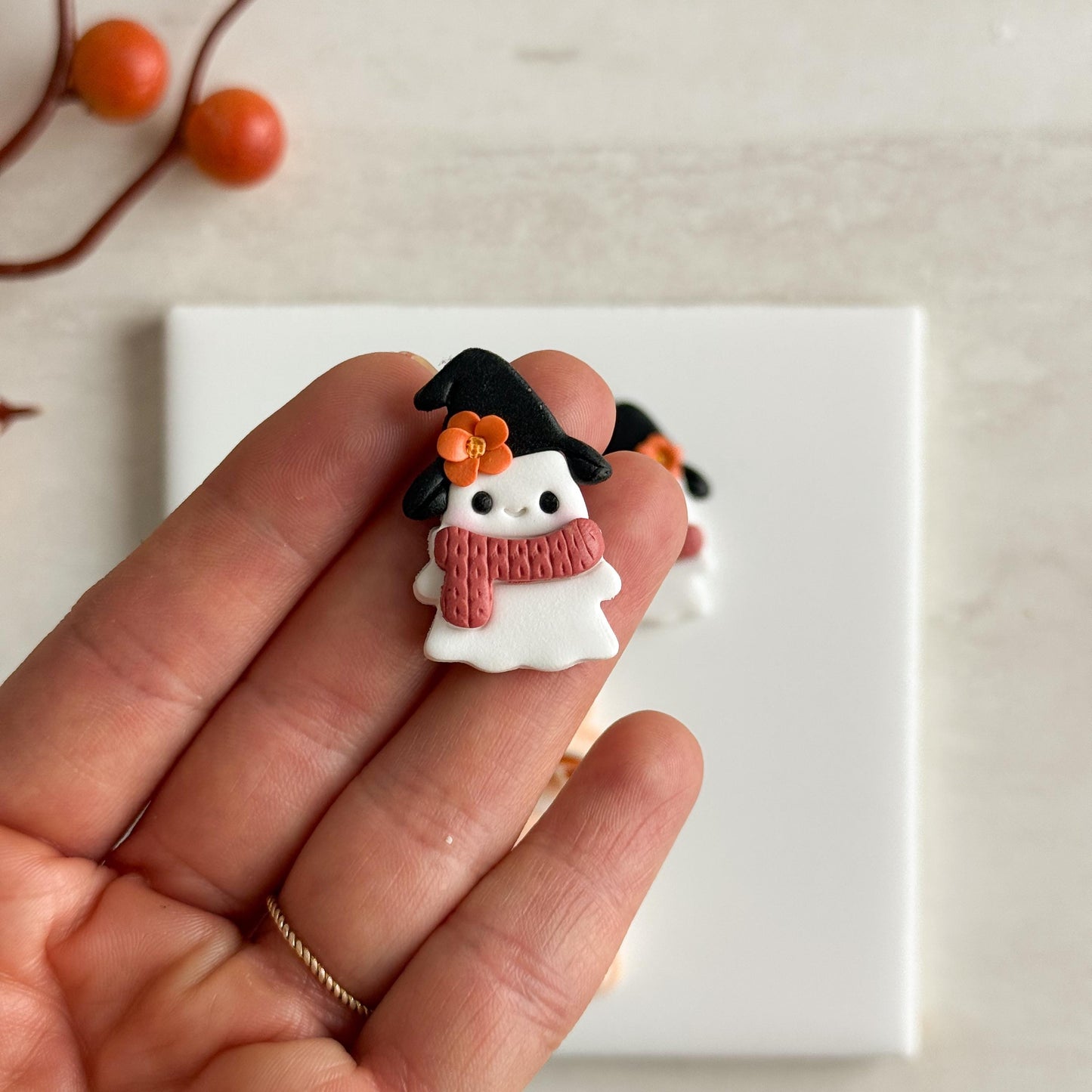 2025 Ghost Wizard | Halloween Ghost Polymer Clay Cutter with Hat for Magical Fall Earrings and Crafts
