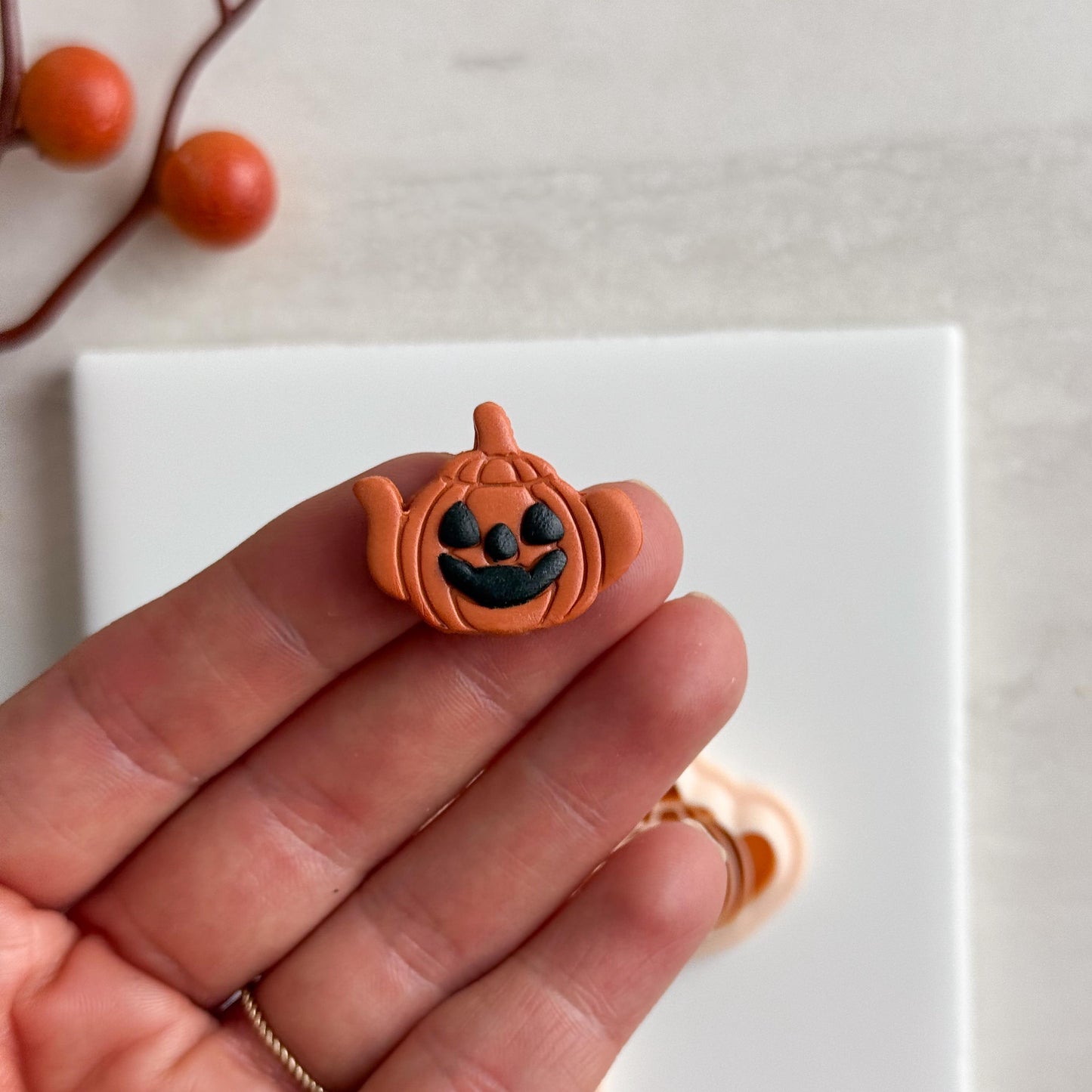 2025 Jack O Lantern Teapot | Jack-o’-Lantern Teapot Polymer Clay Cutter for Halloween Earrings and Fall Theme