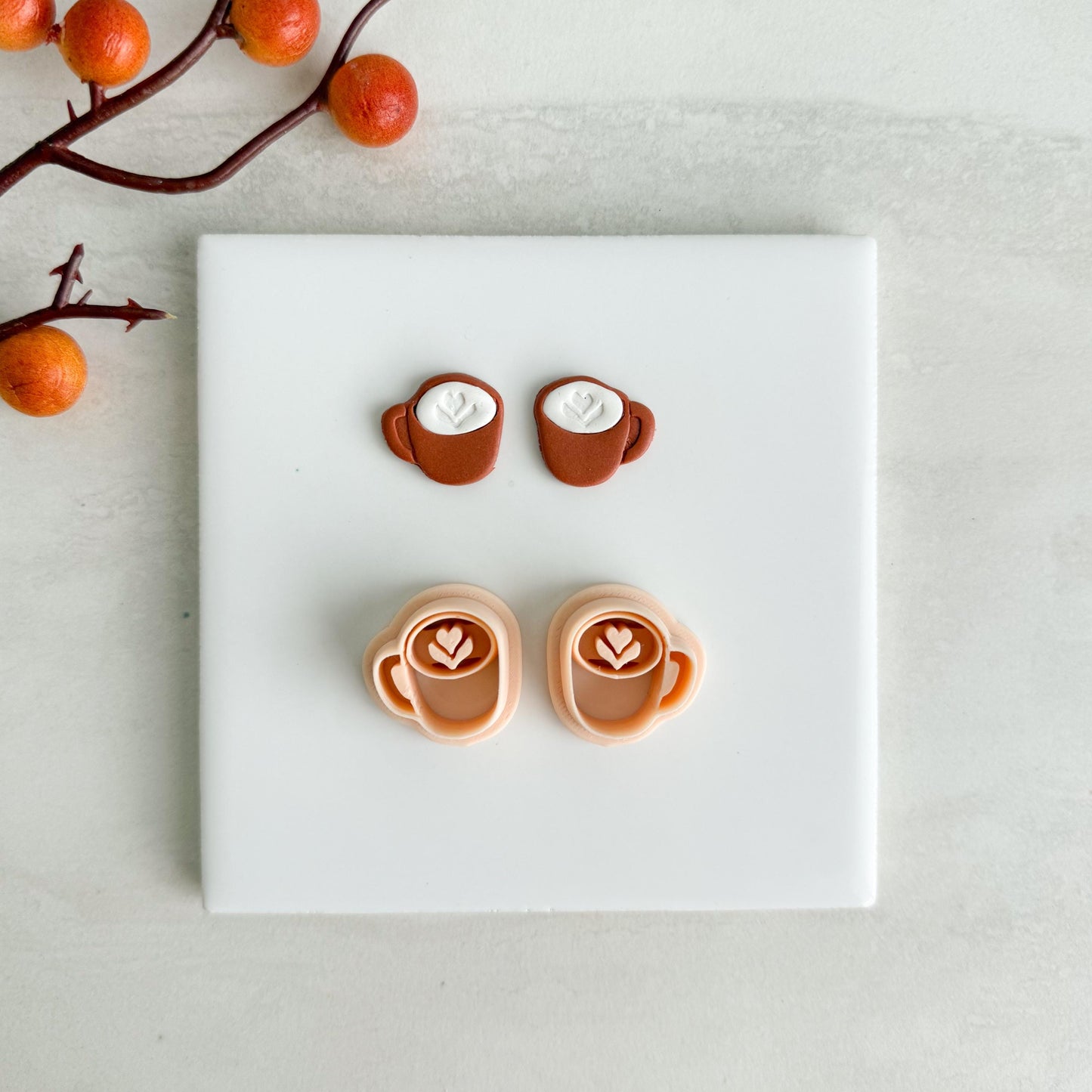 2025 Latte Art Coffee Mug Clay Cutter | Cozy Coffee Cup Polymer Clay Cutter for Fall Earrings and Autumn Café Crafts