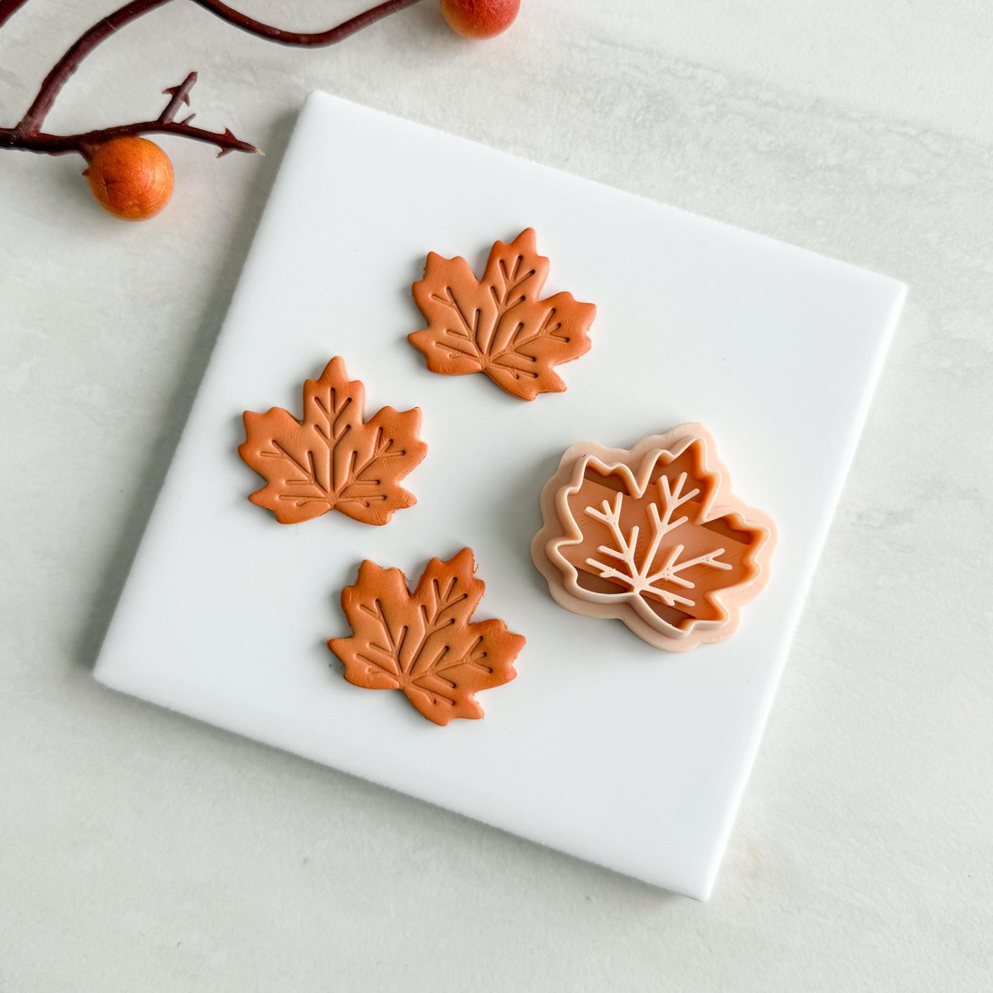 2025 Maple Leaf Clay Cutter No. 4 | Embossed Fall Leaf Polymer Clay Cutter for Autumn Earrings and Cozy Crafts