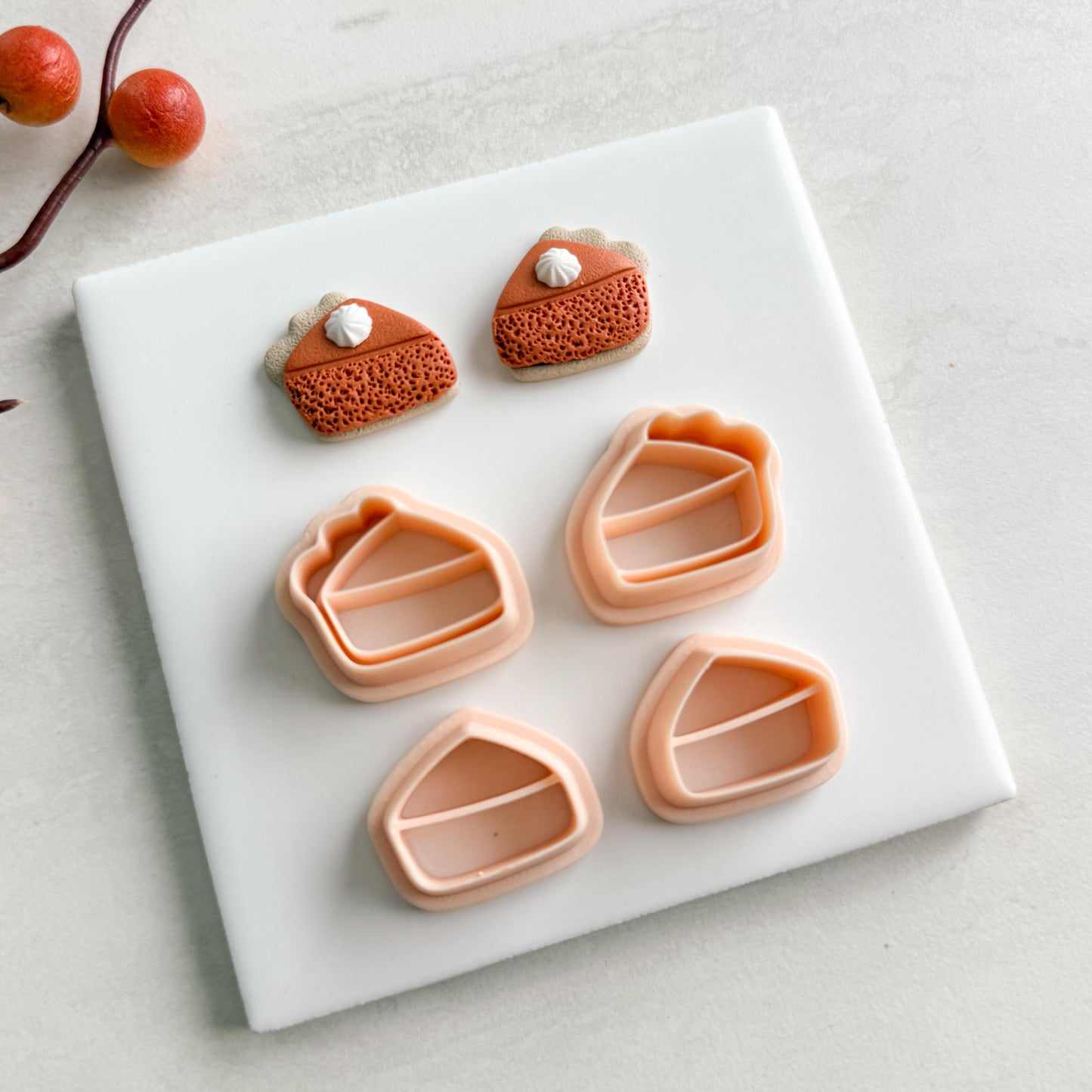 2025 Pumpkin Pie Stud Clay Cutter | Fall Dessert Polymer Clay Cutter for Thanksgiving Earrings and Cozy Crafts
