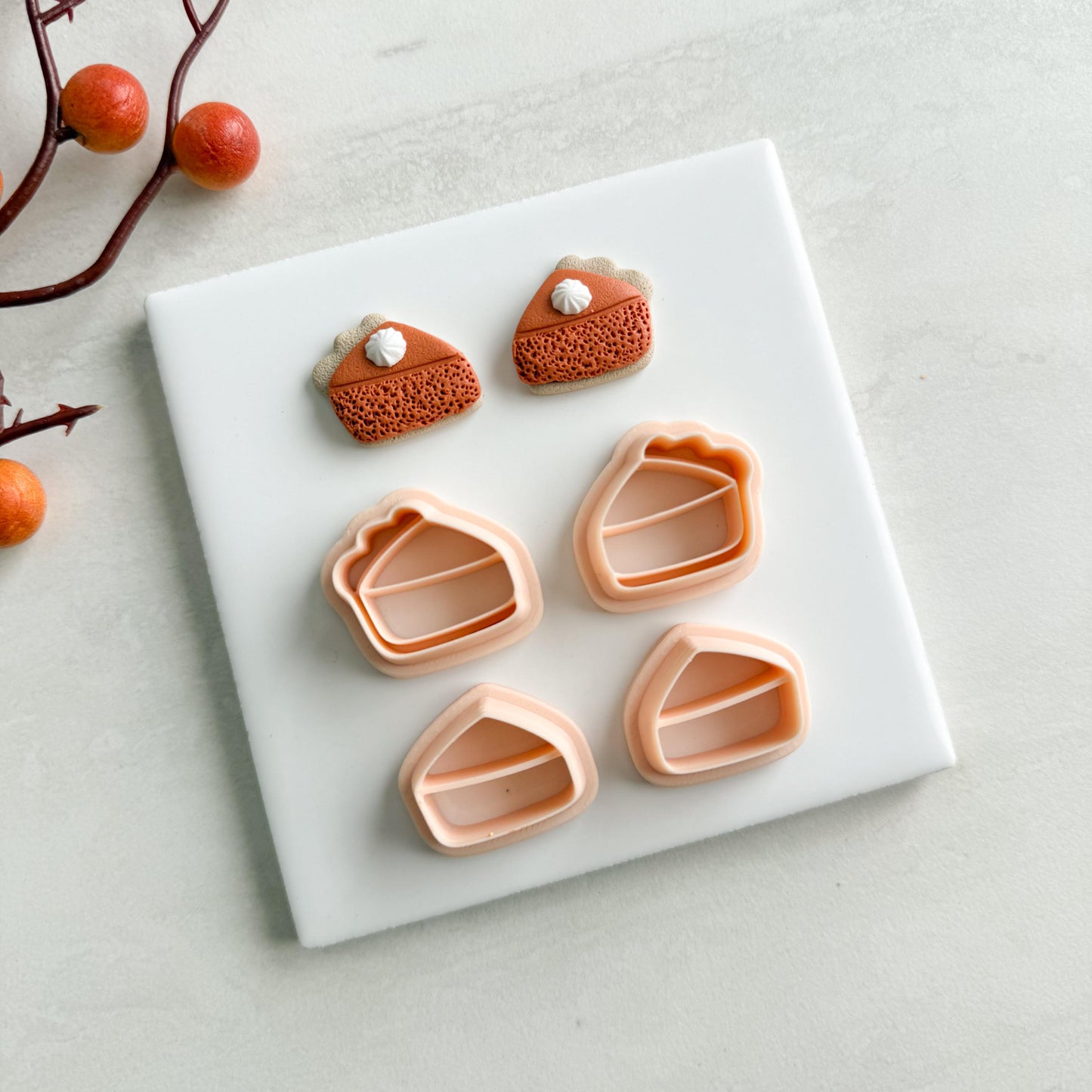 2025 Pumpkin Pie Stud Clay Cutter | Fall Dessert Polymer Clay Cutter for Thanksgiving Earrings and Cozy Crafts