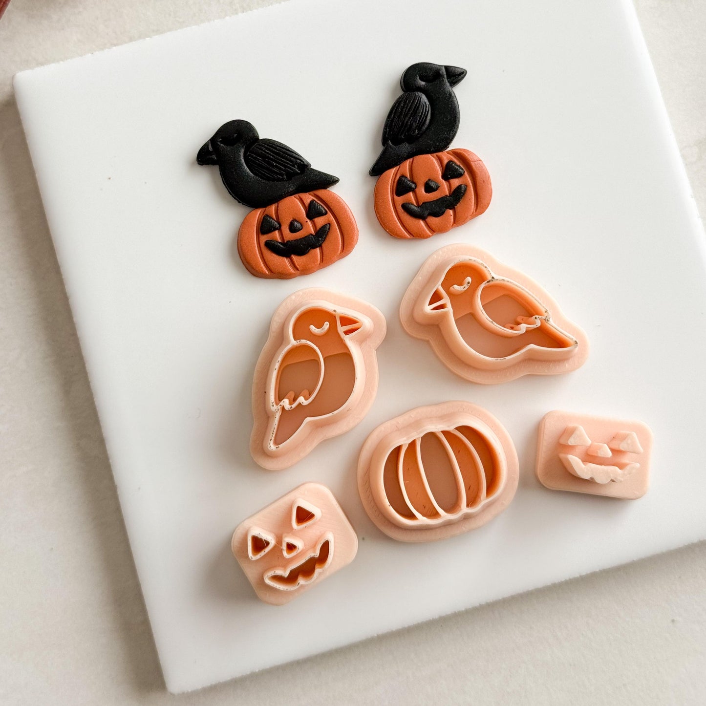2025 Raven Pumpkin Dangle Clay Cutter | Gothic Fall Polymer Clay Cutter for Halloween Earrings Spooky Scary