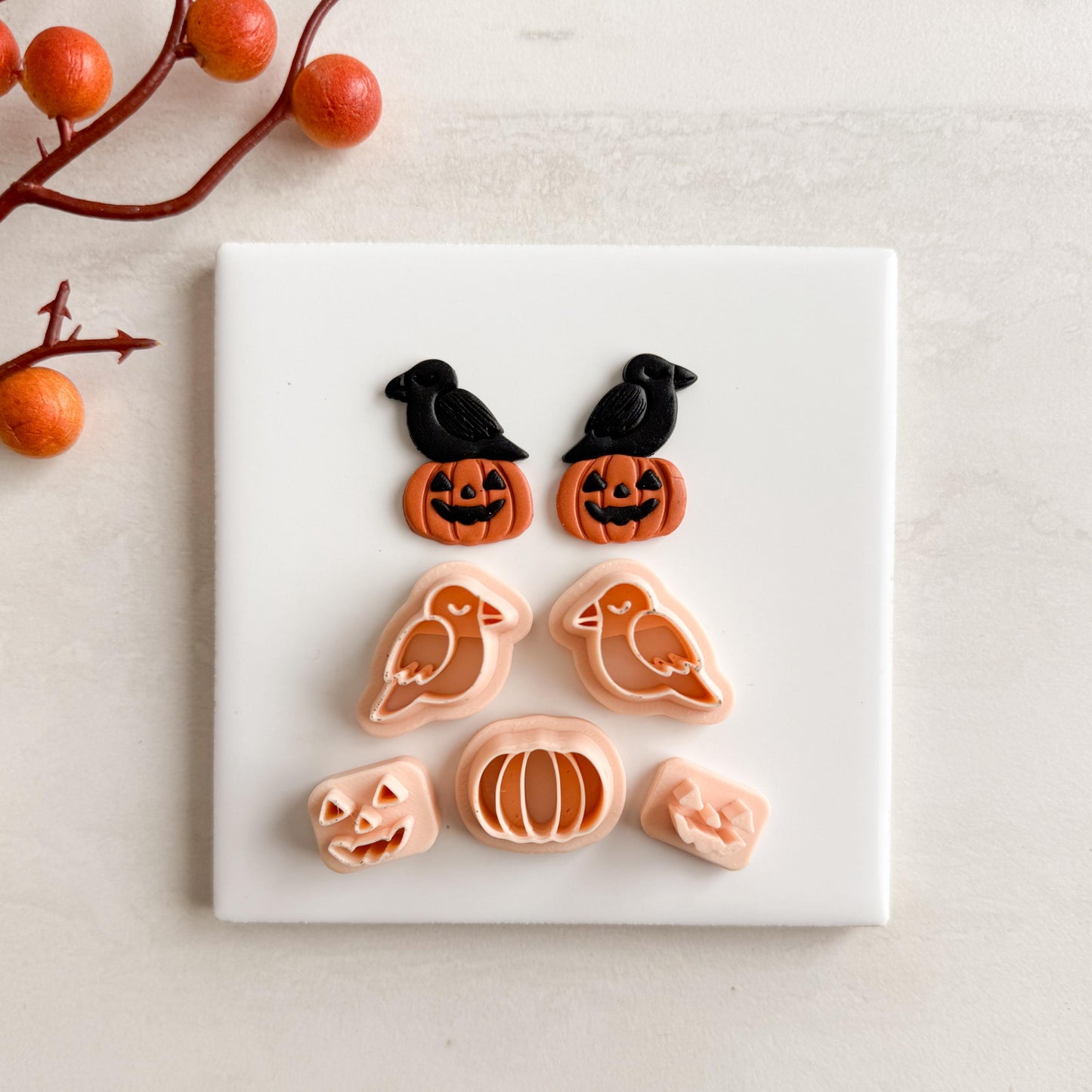 2025 Raven Pumpkin Dangle Clay Cutter | Gothic Fall Polymer Clay Cutter for Halloween Earrings Spooky Scary