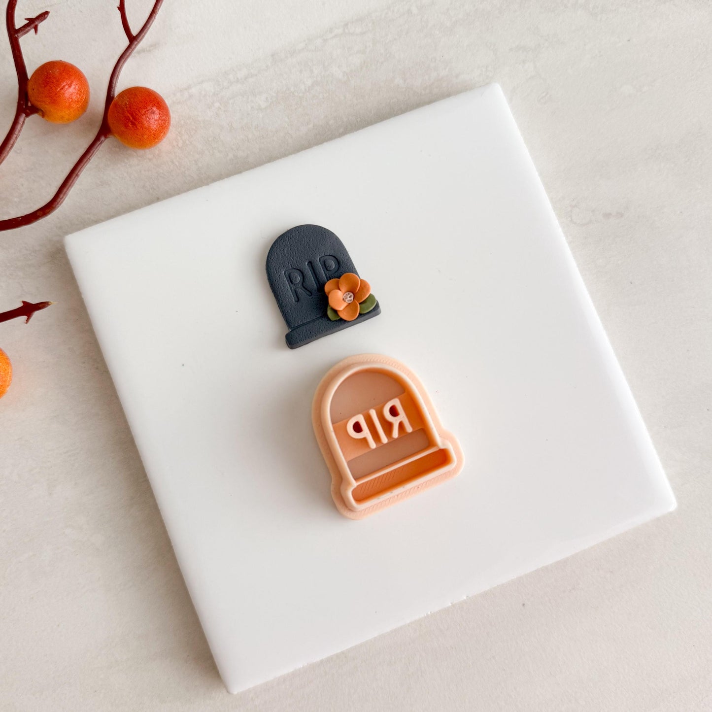 2025 Tombstone No. 3 Clay Cutter | Spooky Halloween Gravestone Polymer Clay Cutter for Fall Earrings and Crafts