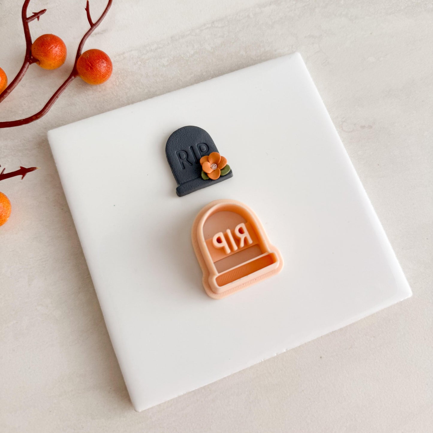 2025 Tombstone No. 3 Clay Cutter | Spooky Halloween Gravestone Polymer Clay Cutter for Fall Earrings and Crafts