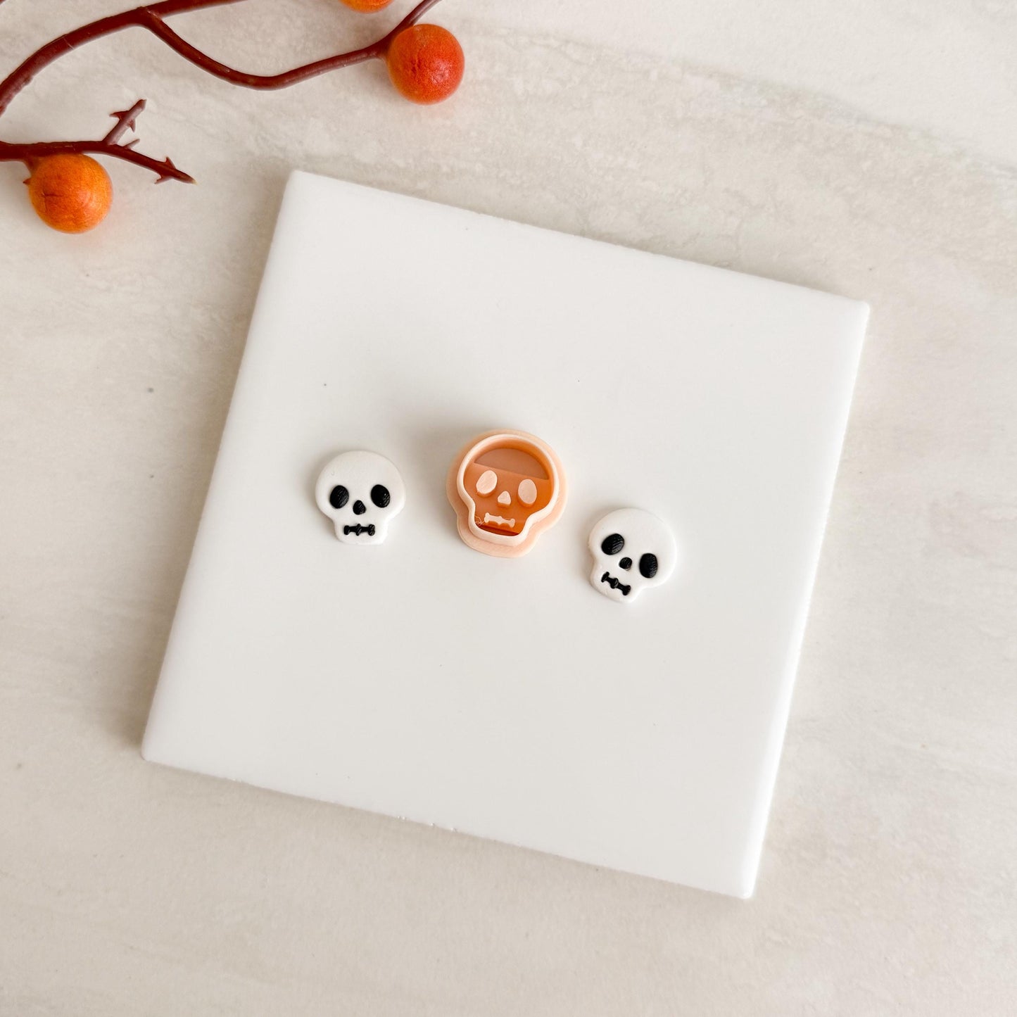2025 Skull No. 3 Clay Cutter | Classic Halloween Skull Polymer Clay Cutter for Spooky Earrings and Fall Crafts