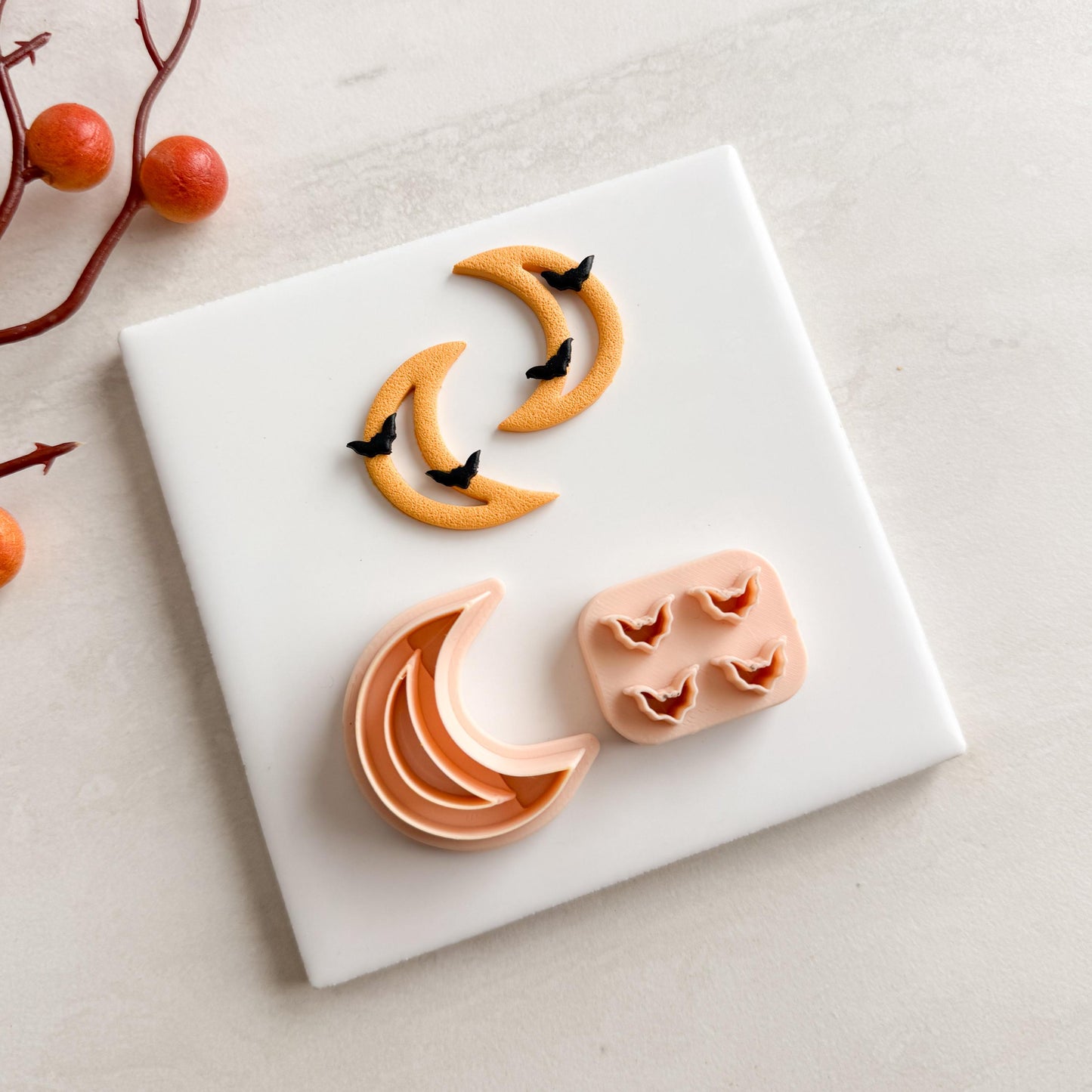 Crescent Moon Cutout Clay Cutter | Boho Moon Cutout Halloween Fall Polymer Clay Cutter for Earrings