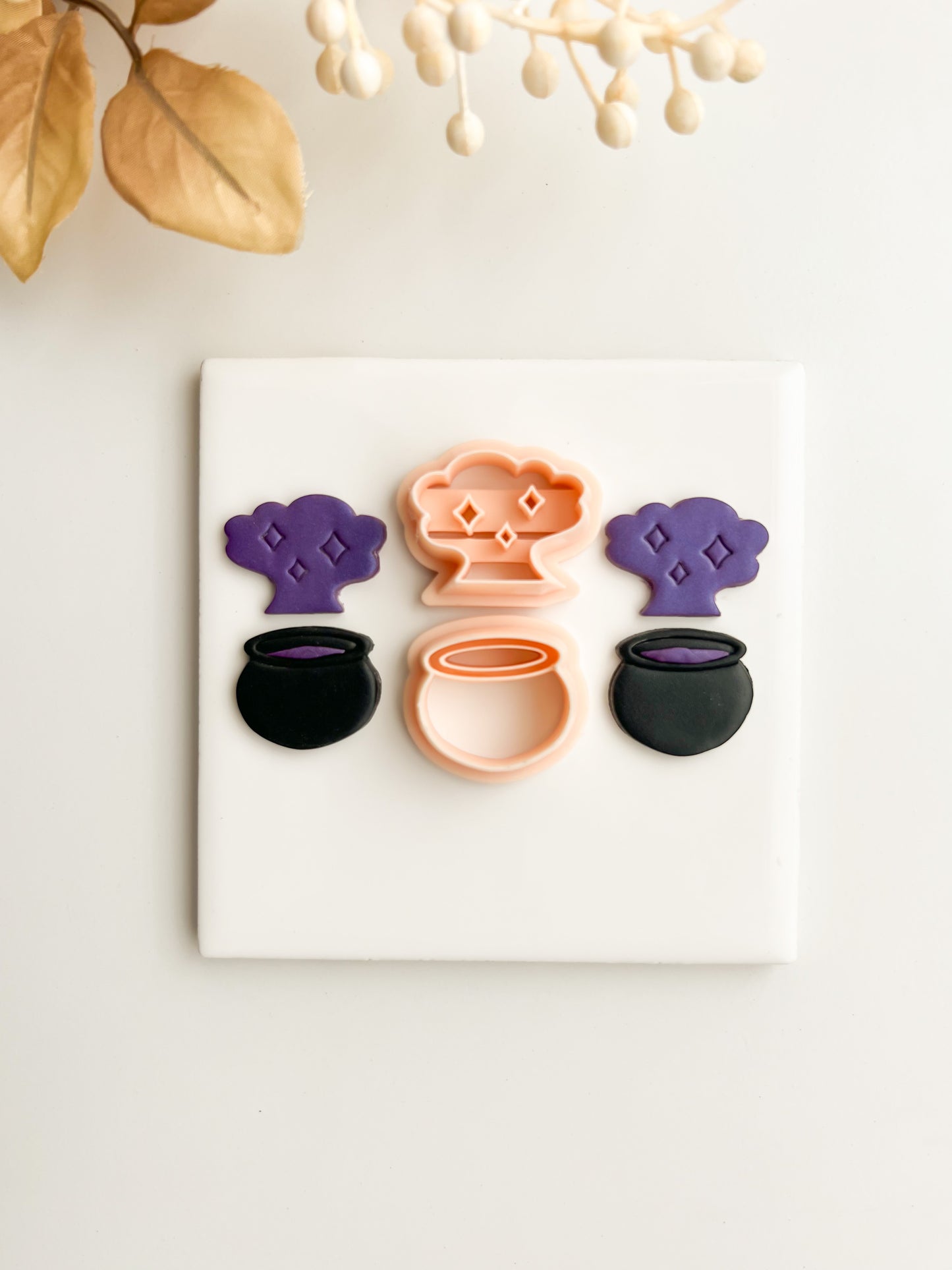 Cauldron Explosion Two Part Clay Cutter | Cauldron Explosion Two Part Polymer Clay Cutter for DIY Halloween Earrings Witch-Themed Jewelry and Handmade Magical Accessories