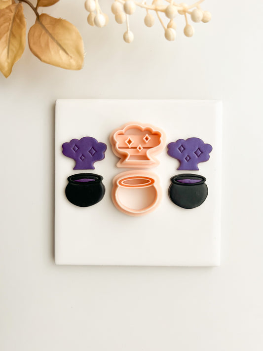 Cauldron Explosion Two Part Clay Cutter | Cauldron Explosion Two Part Polymer Clay Cutter for DIY Halloween Earrings Witch-Themed Jewelry and Handmade Magical Accessories