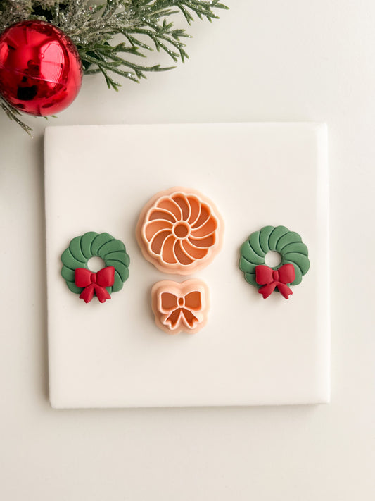 Christmas Wreath No. 2 Clay Cutter | Christmas Wreath No. 2 Polymer Clay Cutter for DIY Holiday Earrings Winter Jewelry and Handmade Festive Accessories