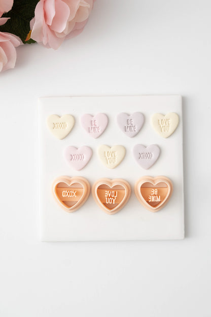 Valentine Heart Trio No. 1 Clay Cutter | Romantic Polymer Clay Cutter for Earrings, Jewelry and Themed Crafts