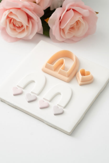 U Shape No. 3 Heart Dangle Clay Cutter | Geometric Polymer Clay Cutter for Earrings and Jewelry
