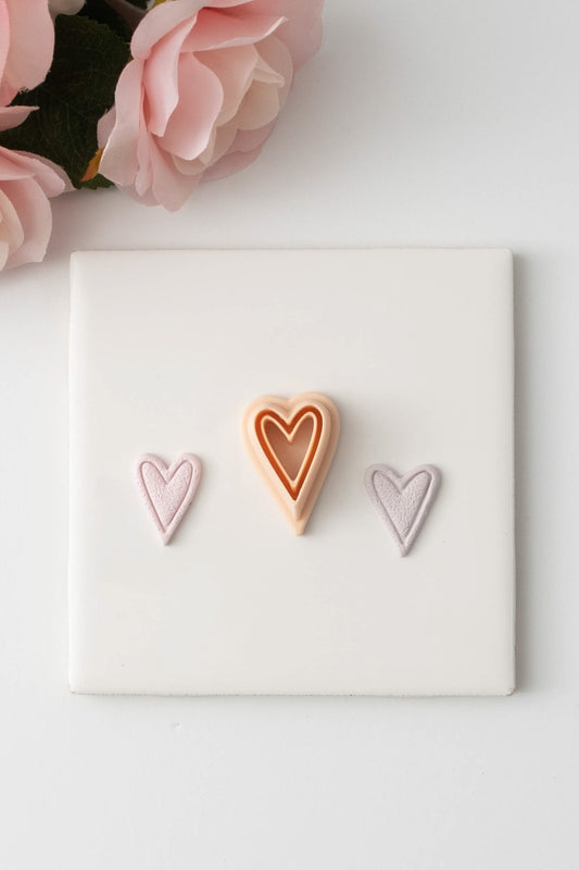 Heart Emboss No. 2 Clay Cutter | Embossed Heart No. 2 Polymer Clay Cutter for Romantic Earrings DIY Valentine's Jewelry and Wedding Decor