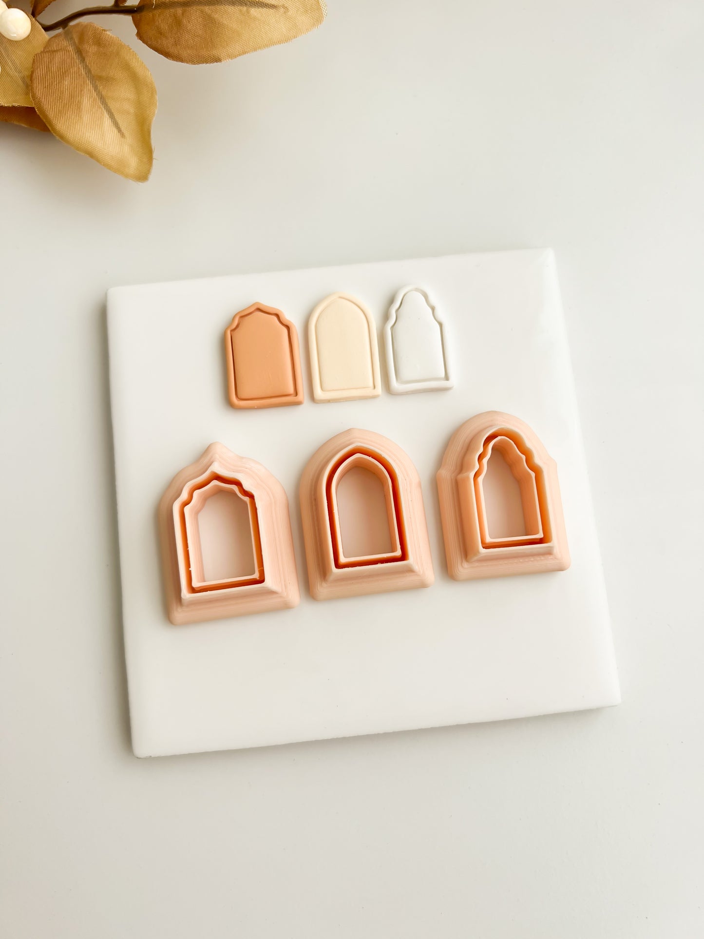 Elegant Embossed Arch Trio Clay Cutter | Elegant Embossed Arch Trio Polymer Clay Cutter for DIY Minimalist Earrings Geometric-Themed Jewelry and Handmade Modern Accessories