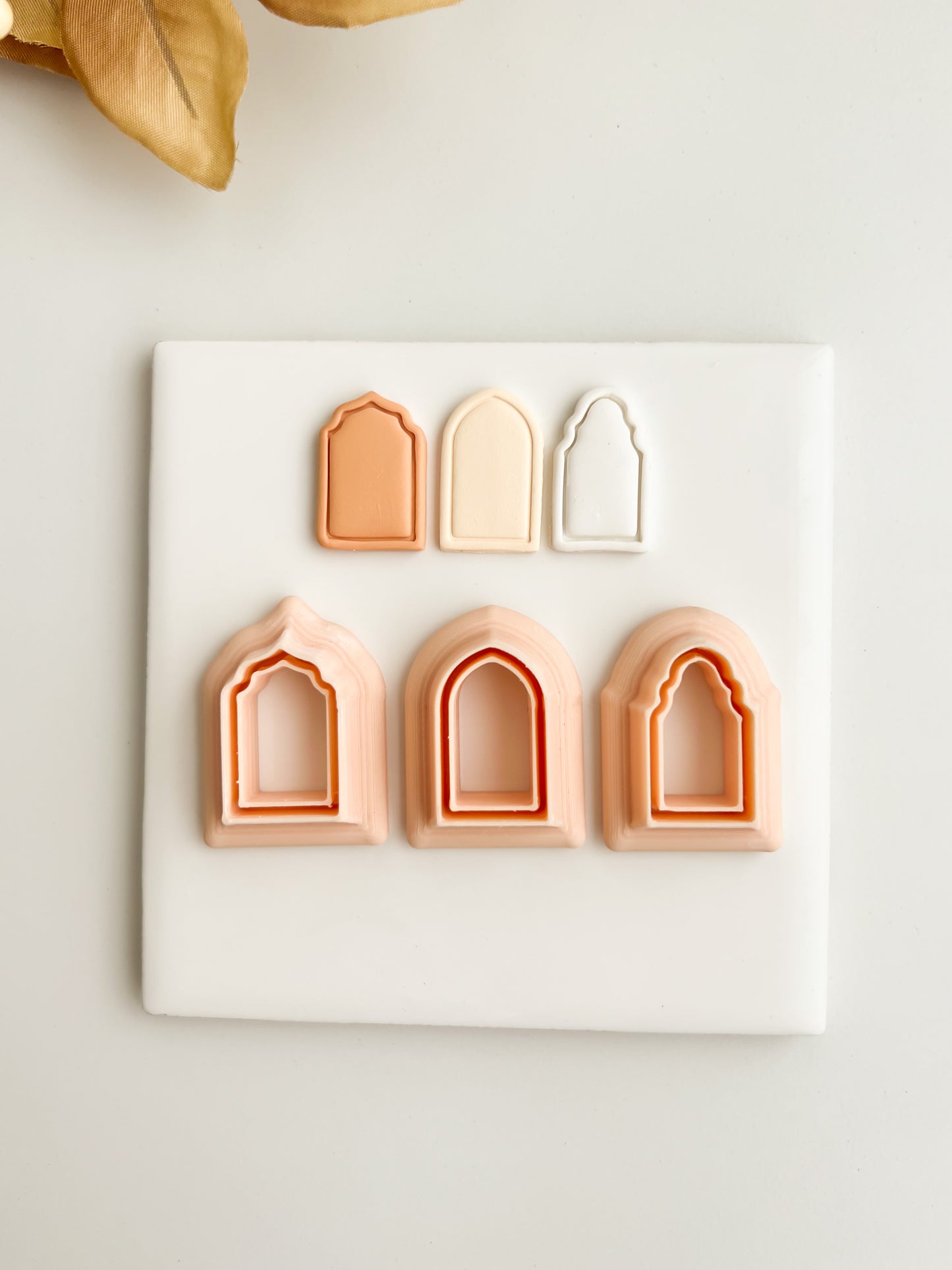 Elegant Embossed Arch Trio Clay Cutter | Elegant Embossed Arch Trio Polymer Clay Cutter for DIY Minimalist Earrings Geometric-Themed Jewelry and Handmade Modern Accessories