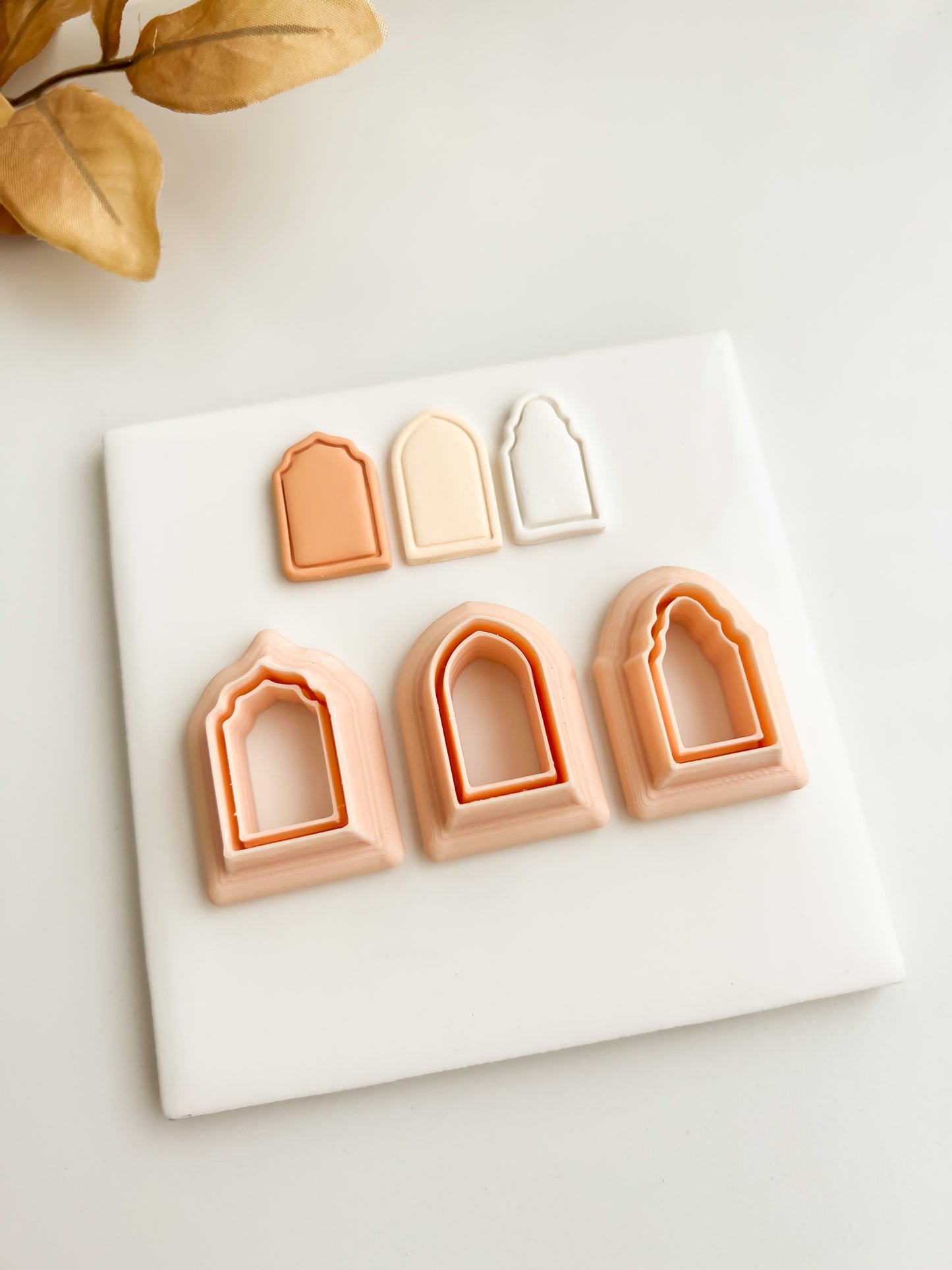 Elegant Embossed Arch Trio Clay Cutter | Elegant Embossed Arch Trio Polymer Clay Cutter for DIY Minimalist Earrings Geometric-Themed Jewelry and Handmade Modern Accessories