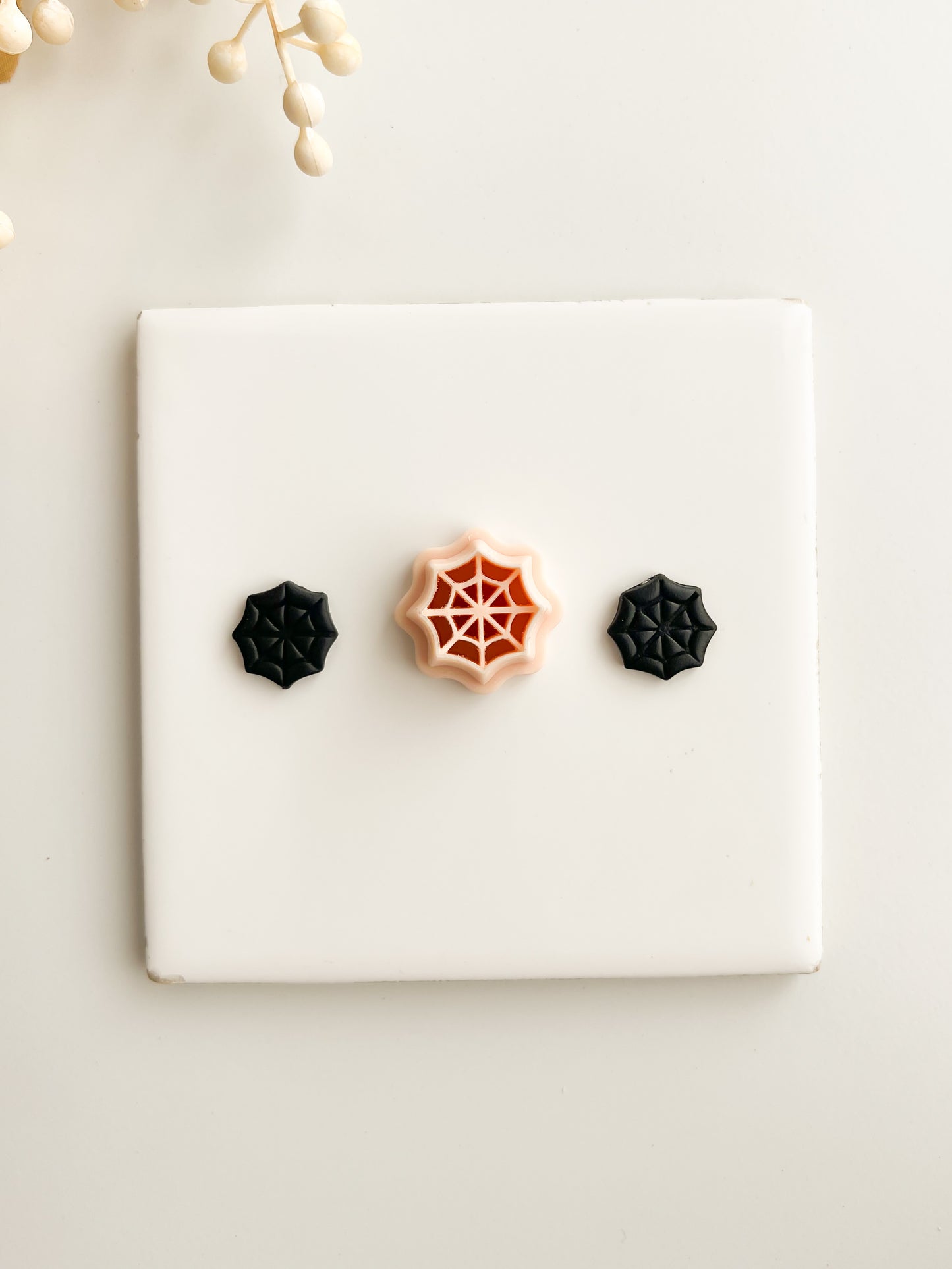 Embossed Spider Web Clay Cutter | Embossed Spider Web Polymer Clay Cutter for DIY Halloween Earrings Spooky-Themed Jewelry and Handmade Haunted Accessories