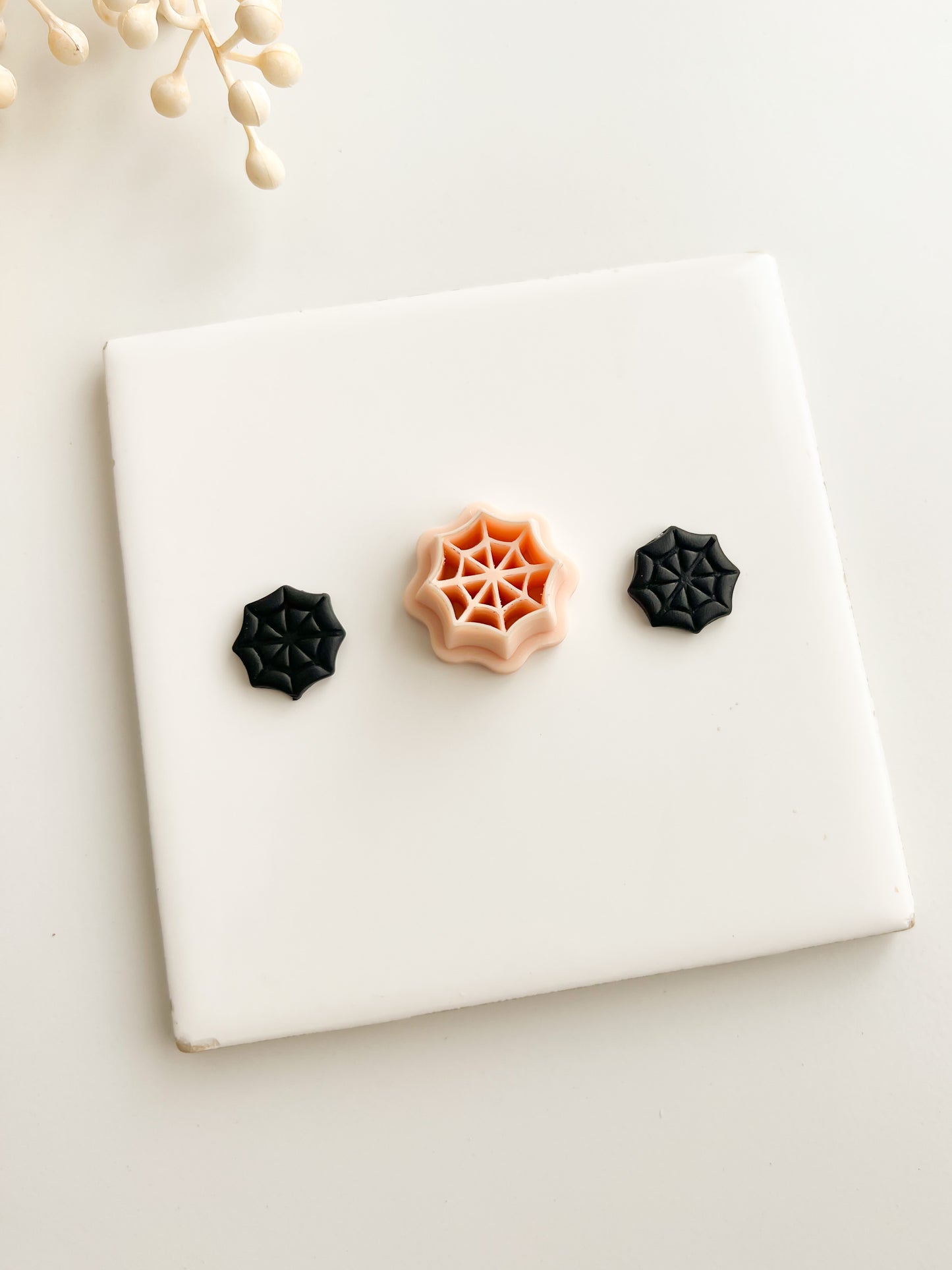 Embossed Spider Web Clay Cutter | Embossed Spider Web Polymer Clay Cutter for DIY Halloween Earrings Spooky-Themed Jewelry and Handmade Haunted Accessories