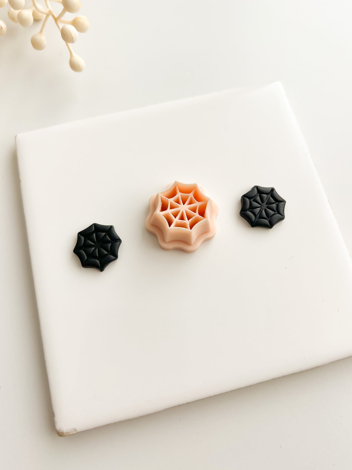 Embossed Spider Web Clay Cutter | Embossed Spider Web Polymer Clay Cutter for DIY Halloween Earrings Spooky-Themed Jewelry and Handmade Haunted Accessories