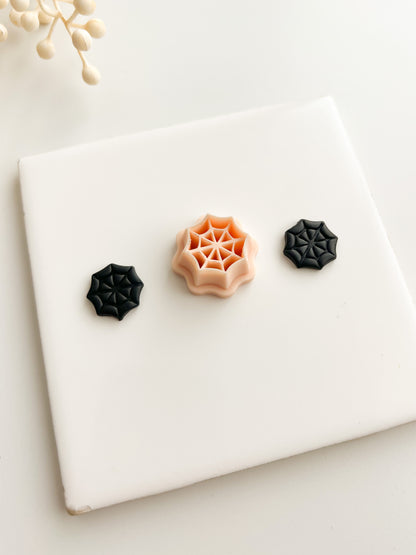 Embossed Spider Web Clay Cutter | Embossed Spider Web Polymer Clay Cutter for DIY Halloween Earrings Spooky-Themed Jewelry and Handmade Haunted Accessories