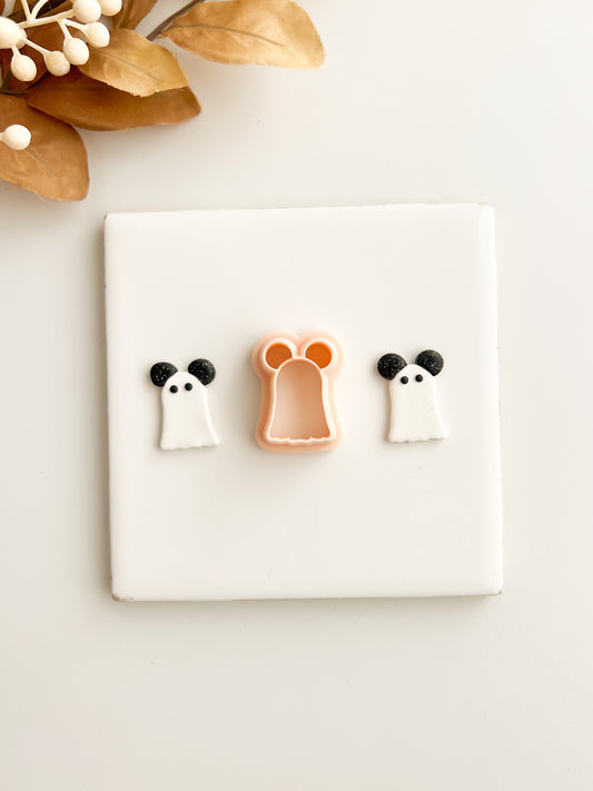 Ghost Mickey Clay Cutter | Ghost Mickey Polymer Clay Cutter for DIY Halloween Earrings Cute-Themed Jewelry and Handmade Spooky Accessories