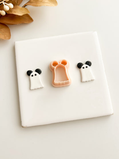 Ghost Mickey Clay Cutter | Ghost Mickey Polymer Clay Cutter for DIY Halloween Earrings Cute-Themed Jewelry and Handmade Spooky Accessories