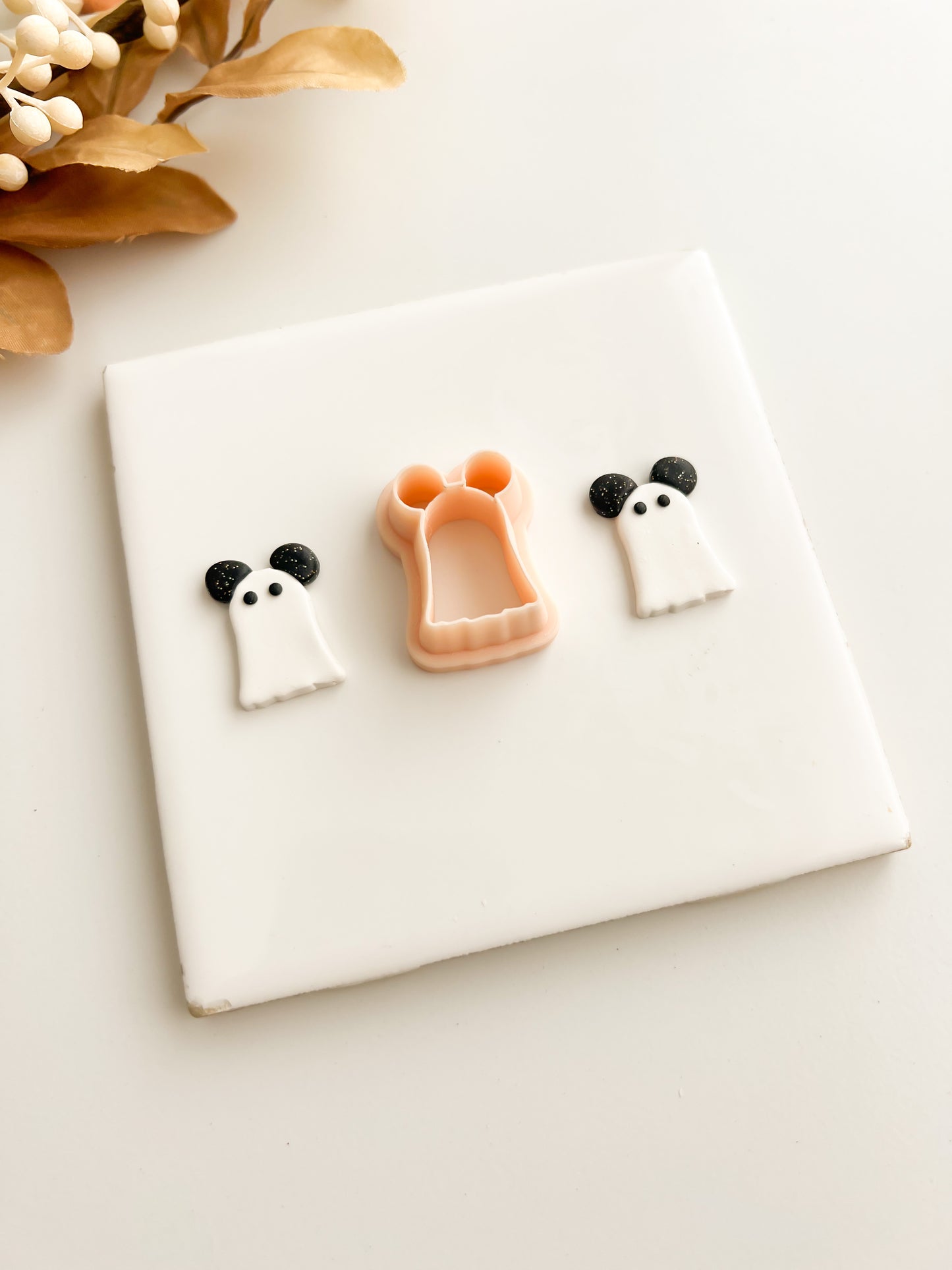 Ghost Mickey Clay Cutter | Ghost Mickey Polymer Clay Cutter for DIY Halloween Earrings Cute-Themed Jewelry and Handmade Spooky Accessories